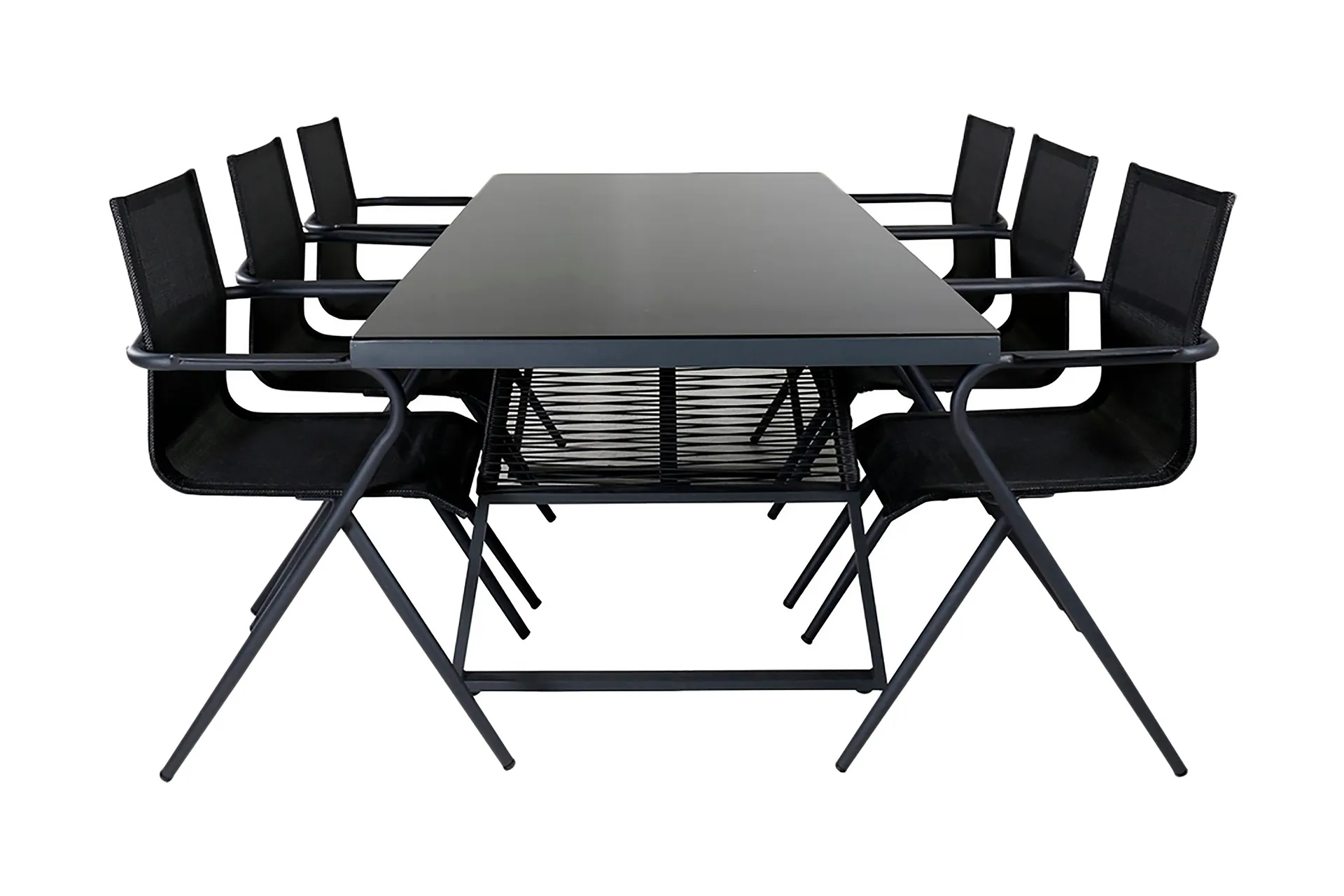 Dallas Matgrupp Utomhus 193cm + 6 Alina Matstolar - Svart/Gr&aring;