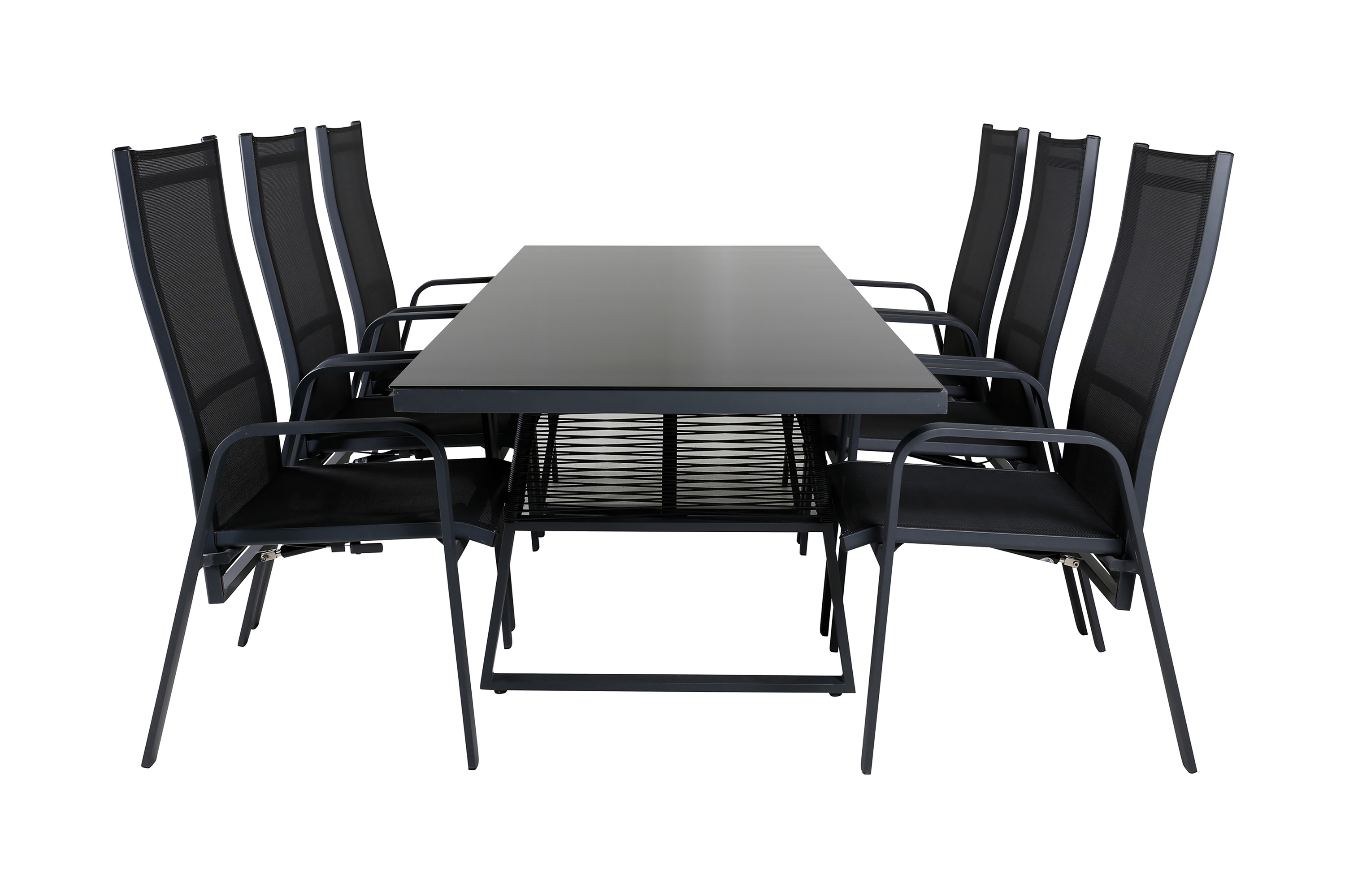 Dallas Matgrupp Utomhus 193cm 6 Copacabana Reclinerstolar Svart/Grå