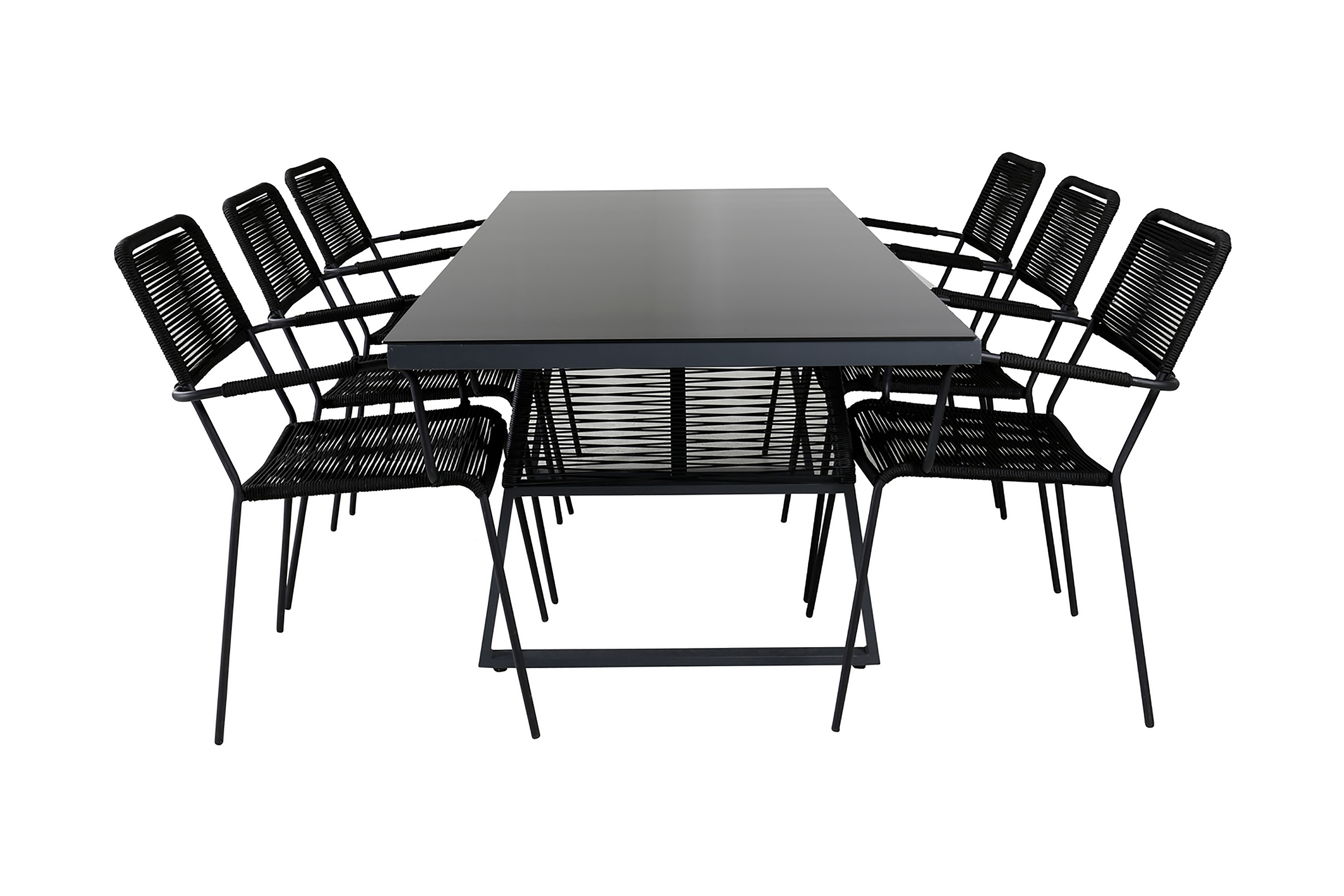 Dallas Matgrupp Utomhus 193cm 6 Lindos Karmstolar Svart