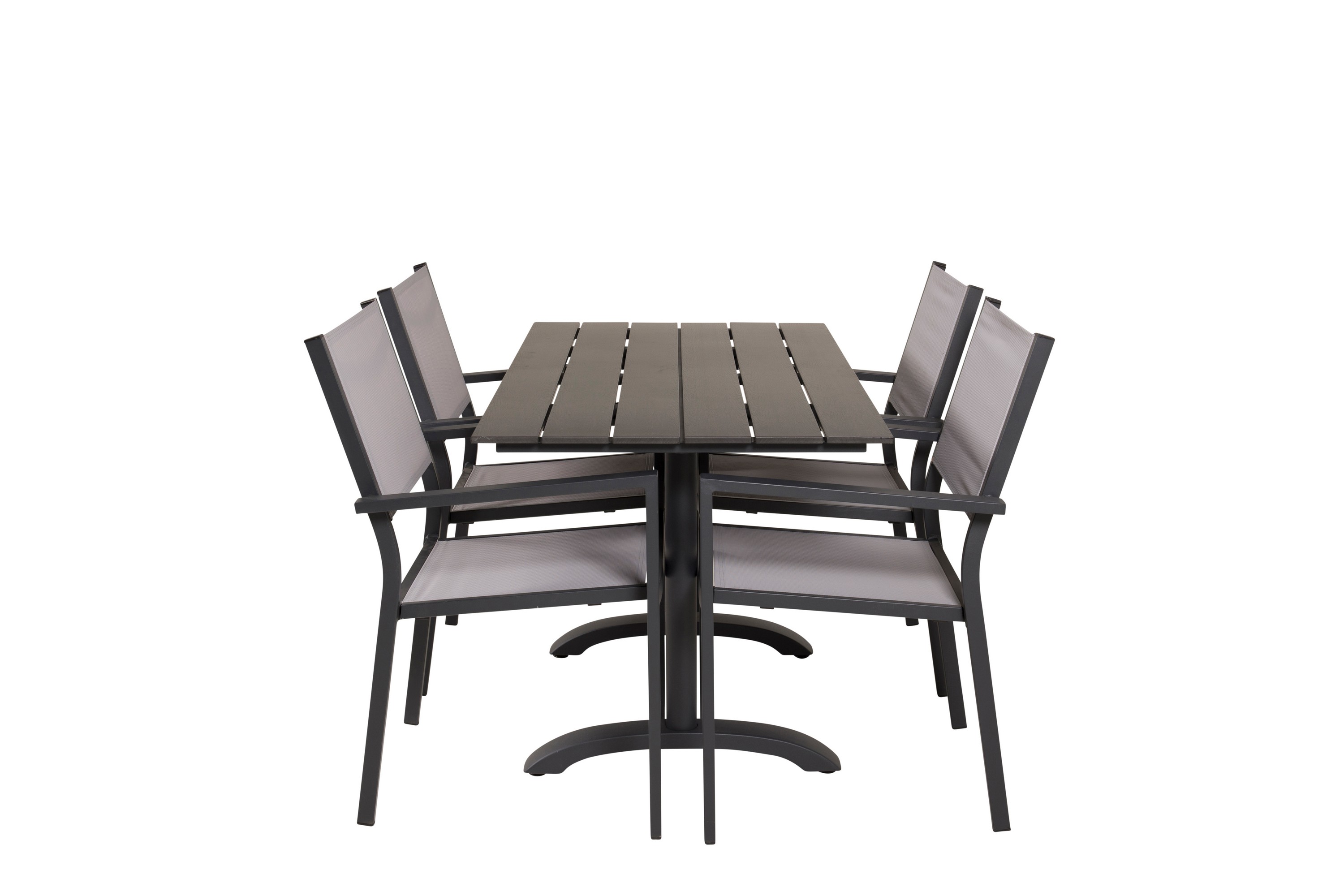 Matgrupp Utomhus Denver 120 cm 4 Copacabana Karmstolar Utomhus Svart/GråVenture Home