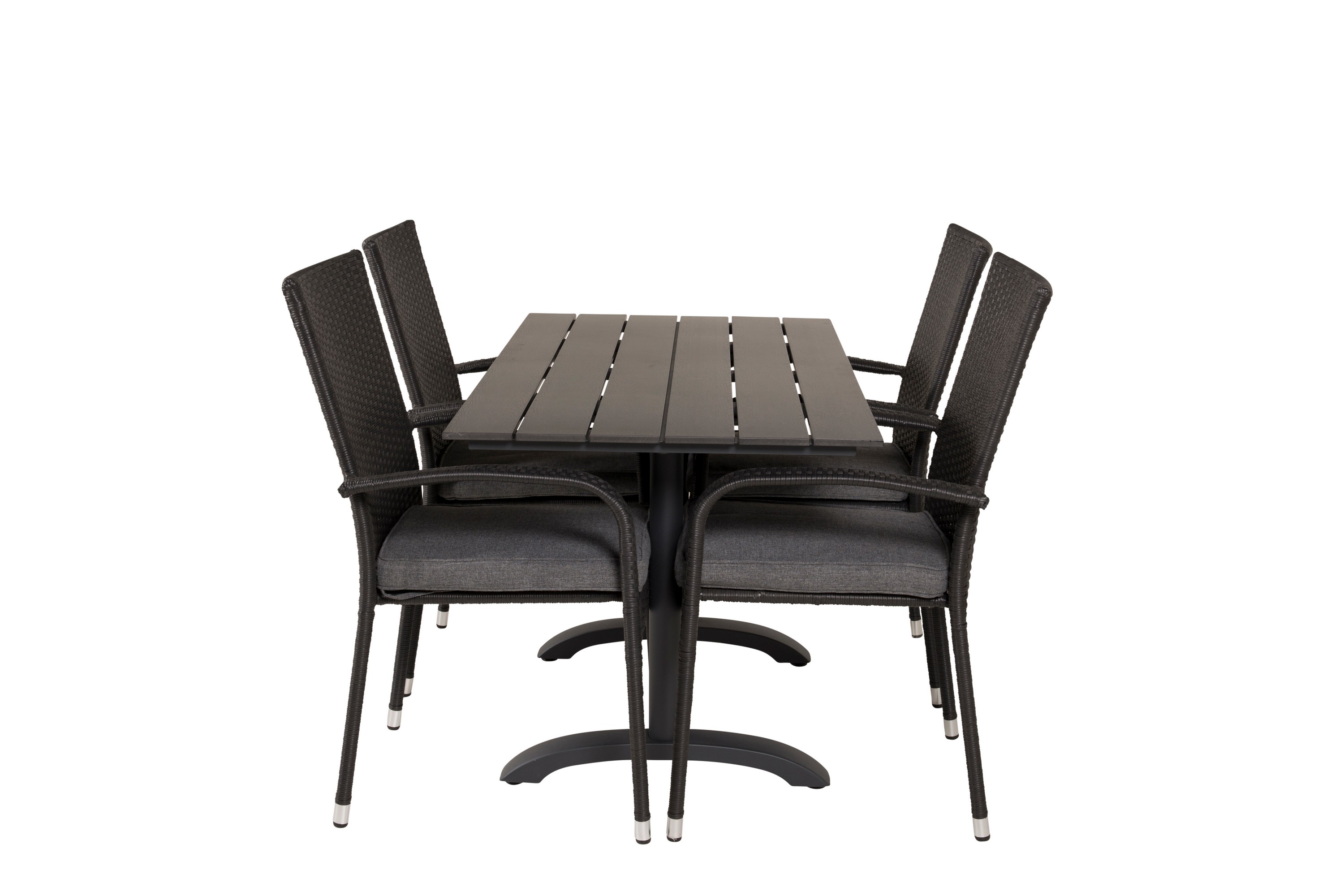 denver matgrupp utomhus 120 cm + 4 anna karmstolar - svart