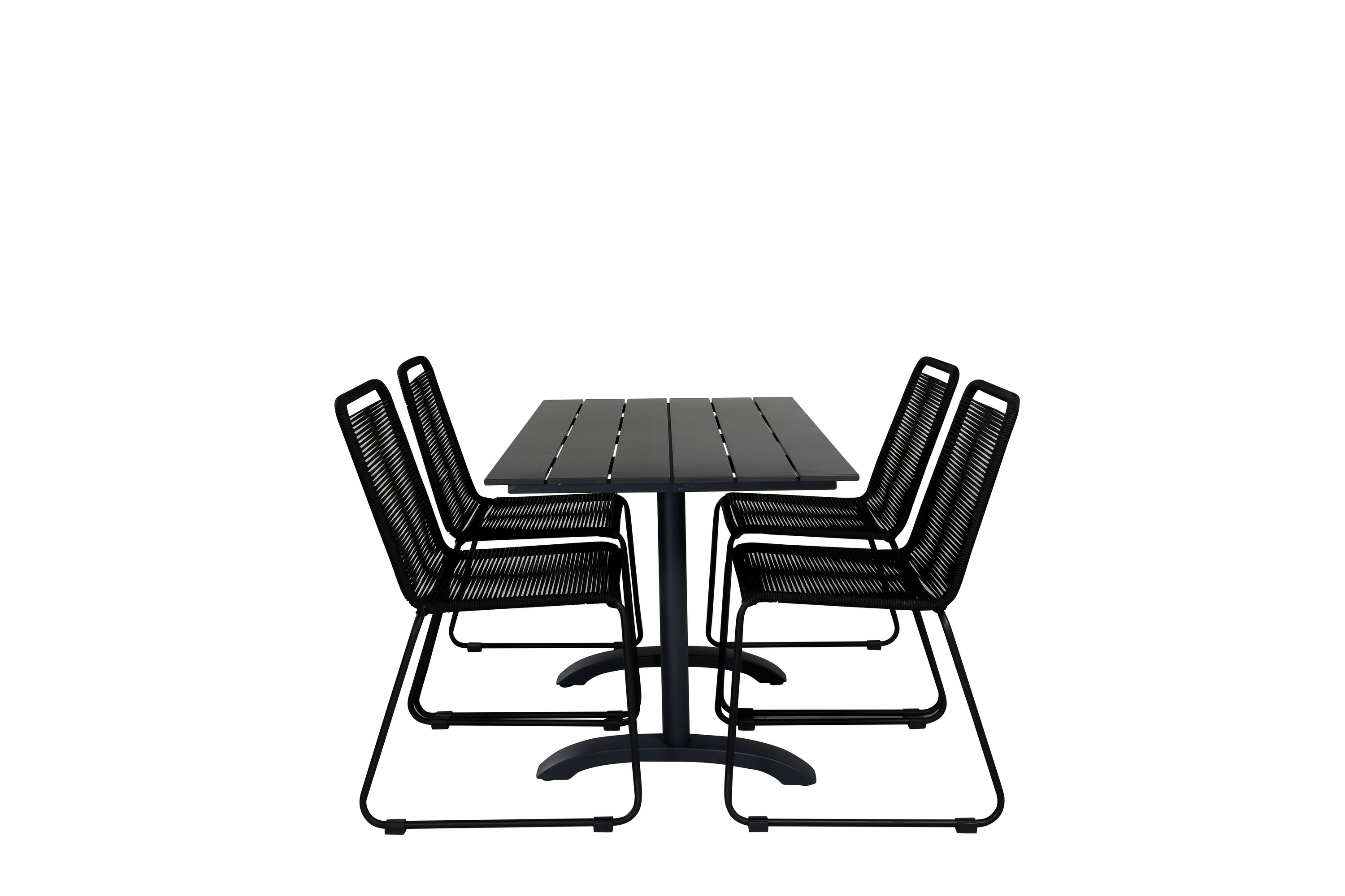 Denver Matgrupp Utomhus 120cm 4 Lindos Stapelbara Matstolar Vit