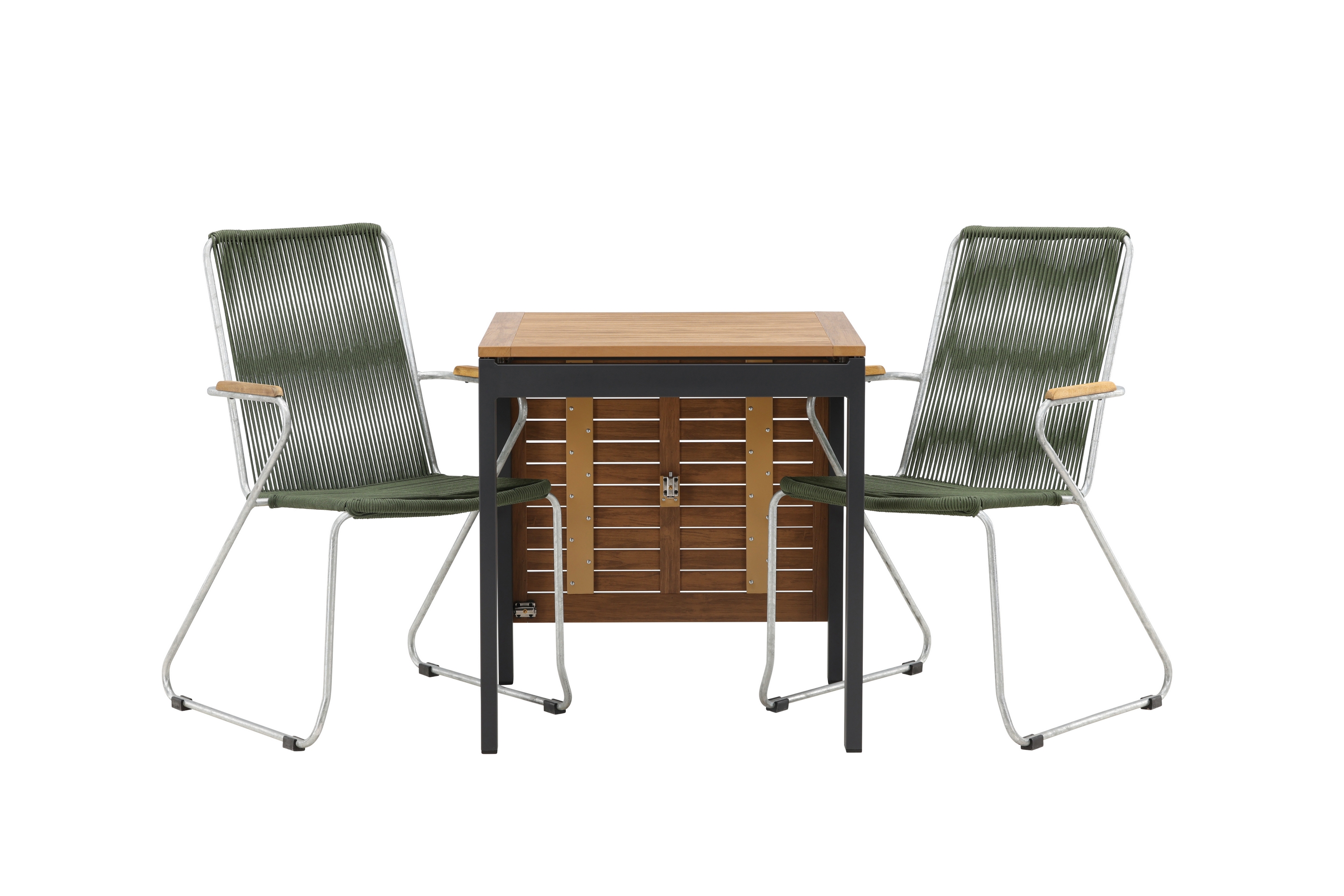 diego matgrupp utomhus 70 cm + 2 st bois karmstolar - grön/brun