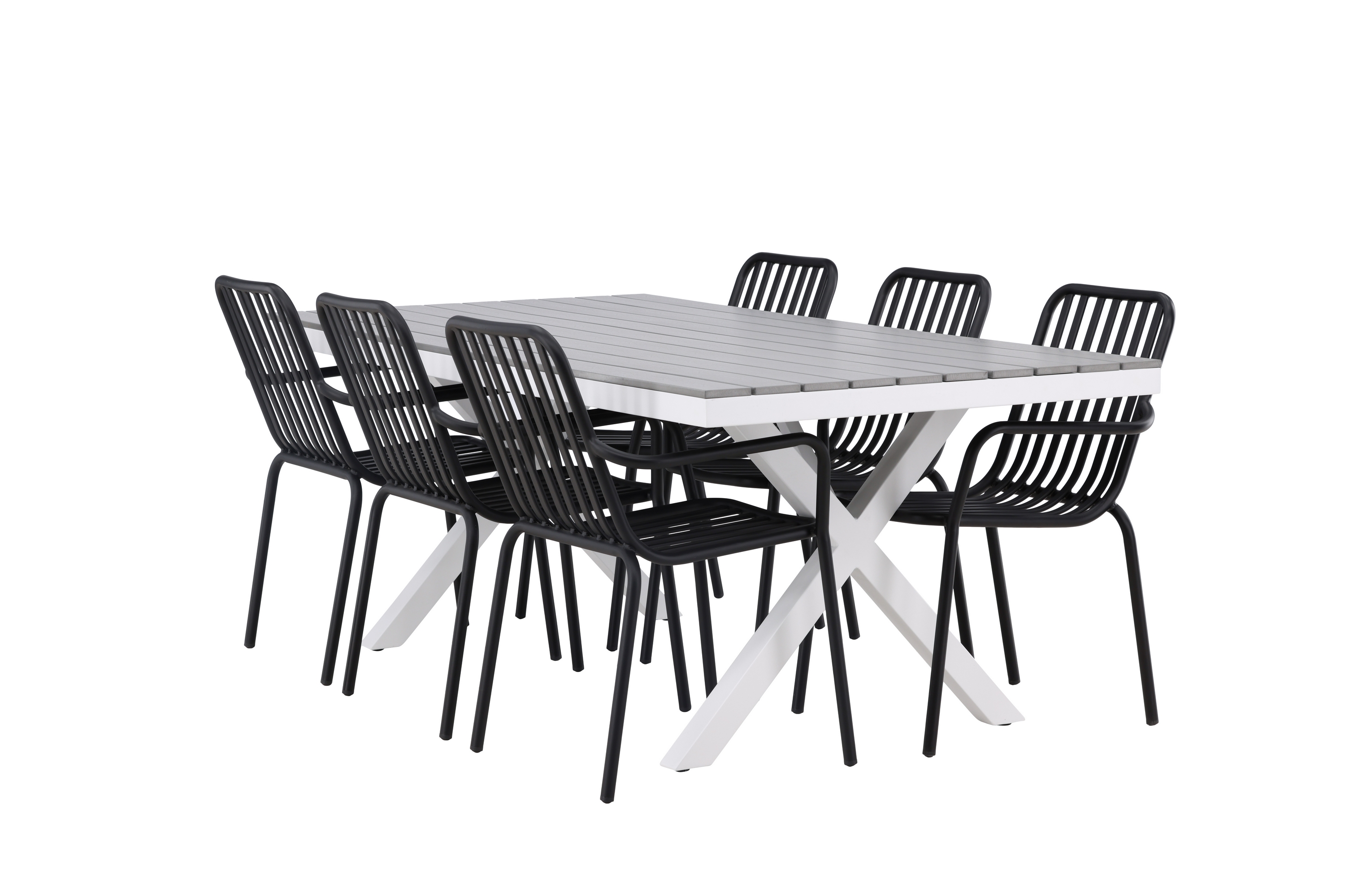Garcia Matgrupp Utomhus 200 cm 6 st Peking Karmstolar Svart/Grå