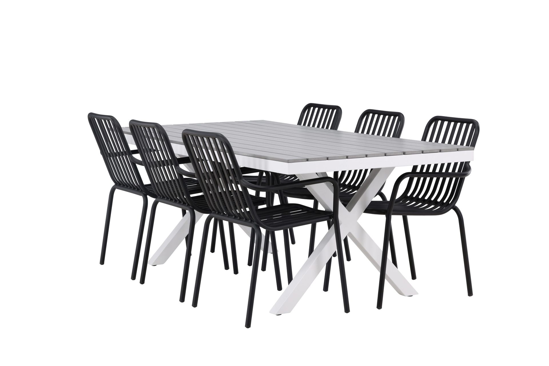 Garcia Matgrupp Utomhus 200 cm + 6 st Peking Karmstolar - Svart/Gr&aring;