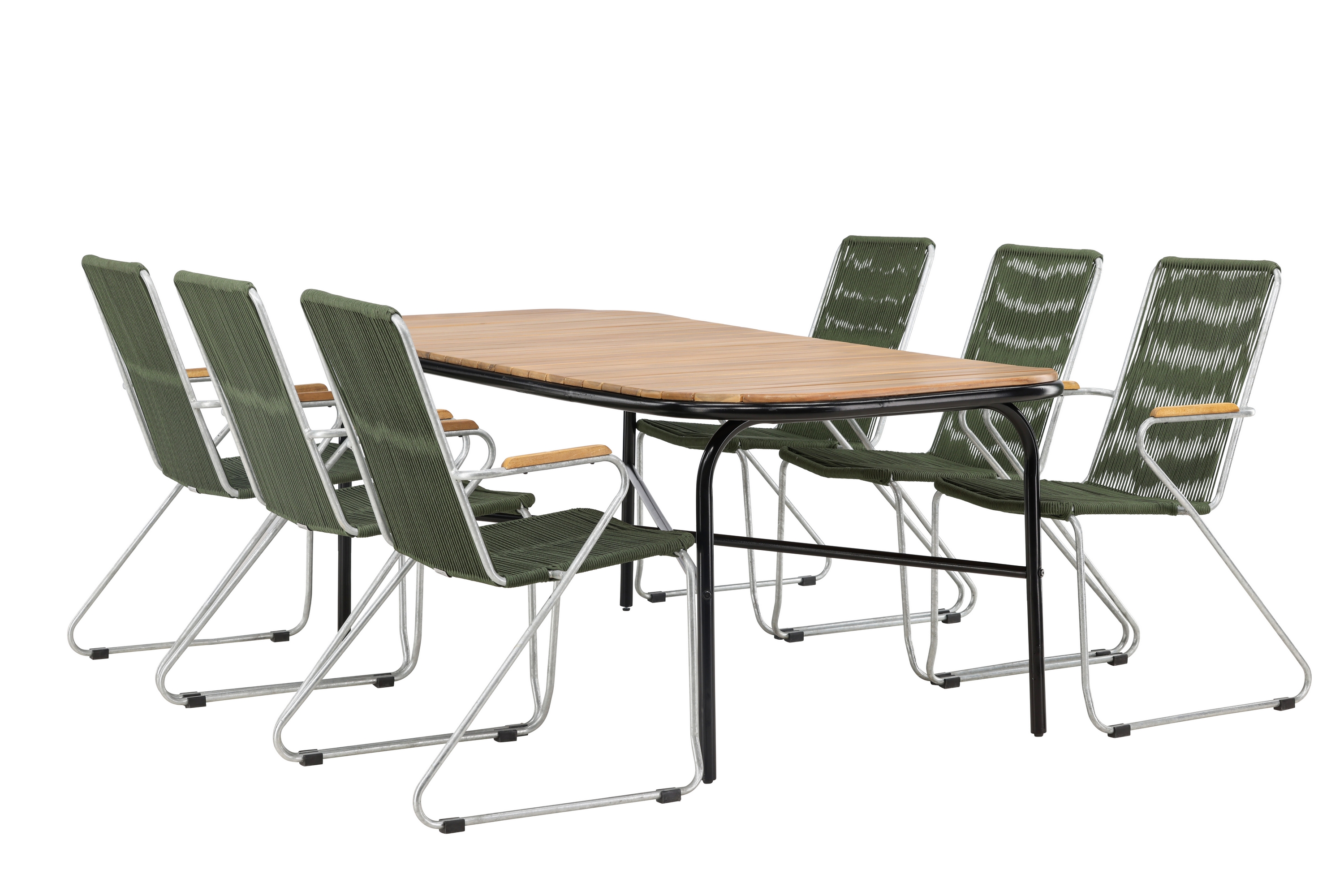 Holmbeck Matgrupp Utomhus 200 cm 6 st Bois Karmstolar Grön/Brun
