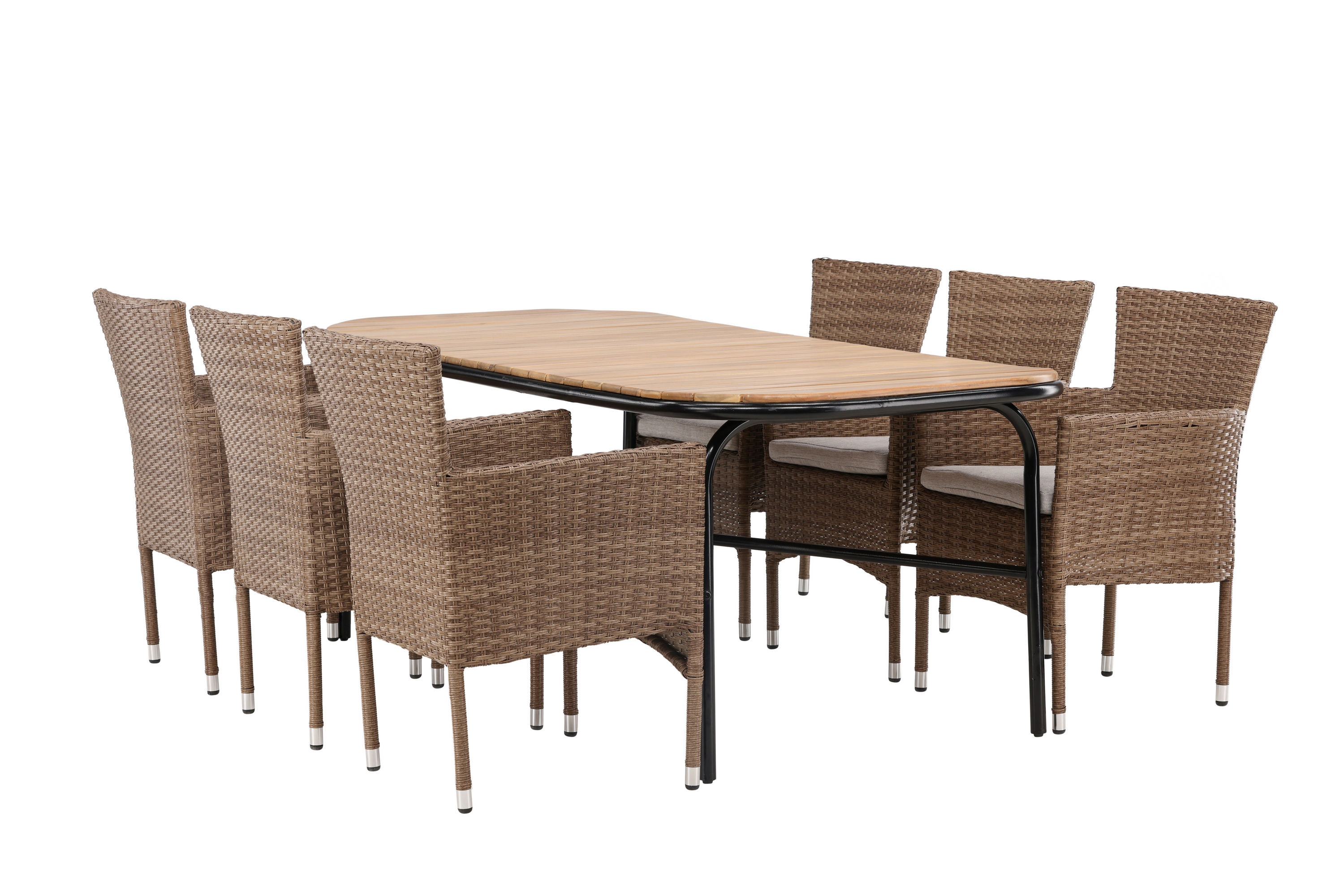 Holmbeck Matgrupp Utomhus 200 cm 6 st Malina Karmstolar Brun