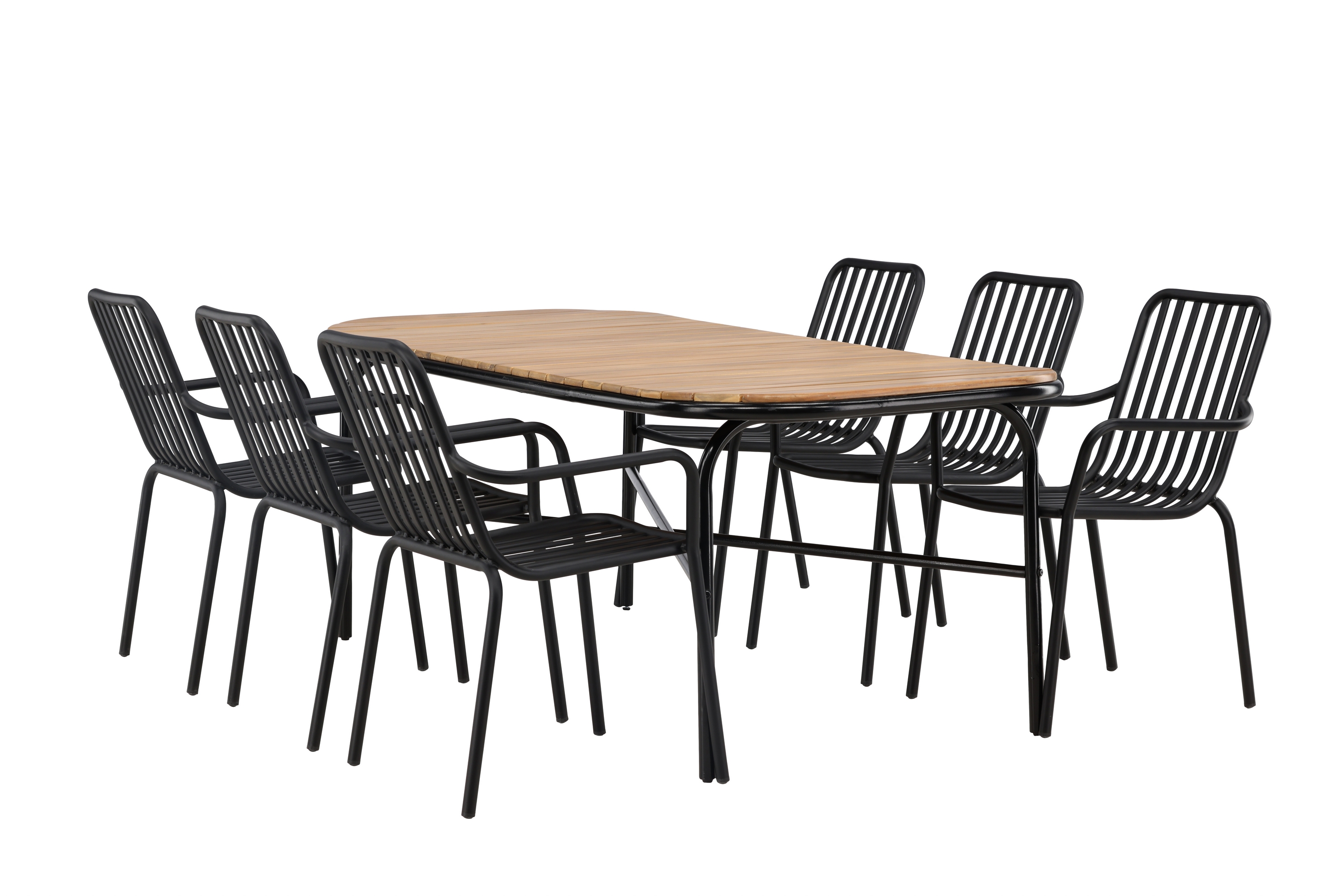 Holmbeck Matgrupp Utomhus 200 cm 6 st Peking Karmstolar Svart/Brun