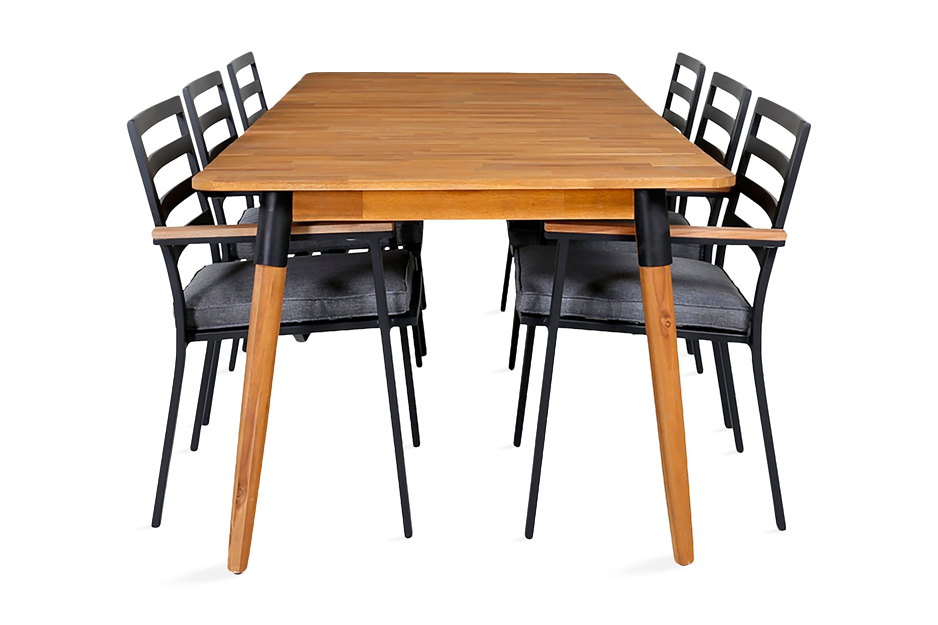 julian matgrupp 210cm + 6 brasilia karmstolar svart/grå - svart/grå