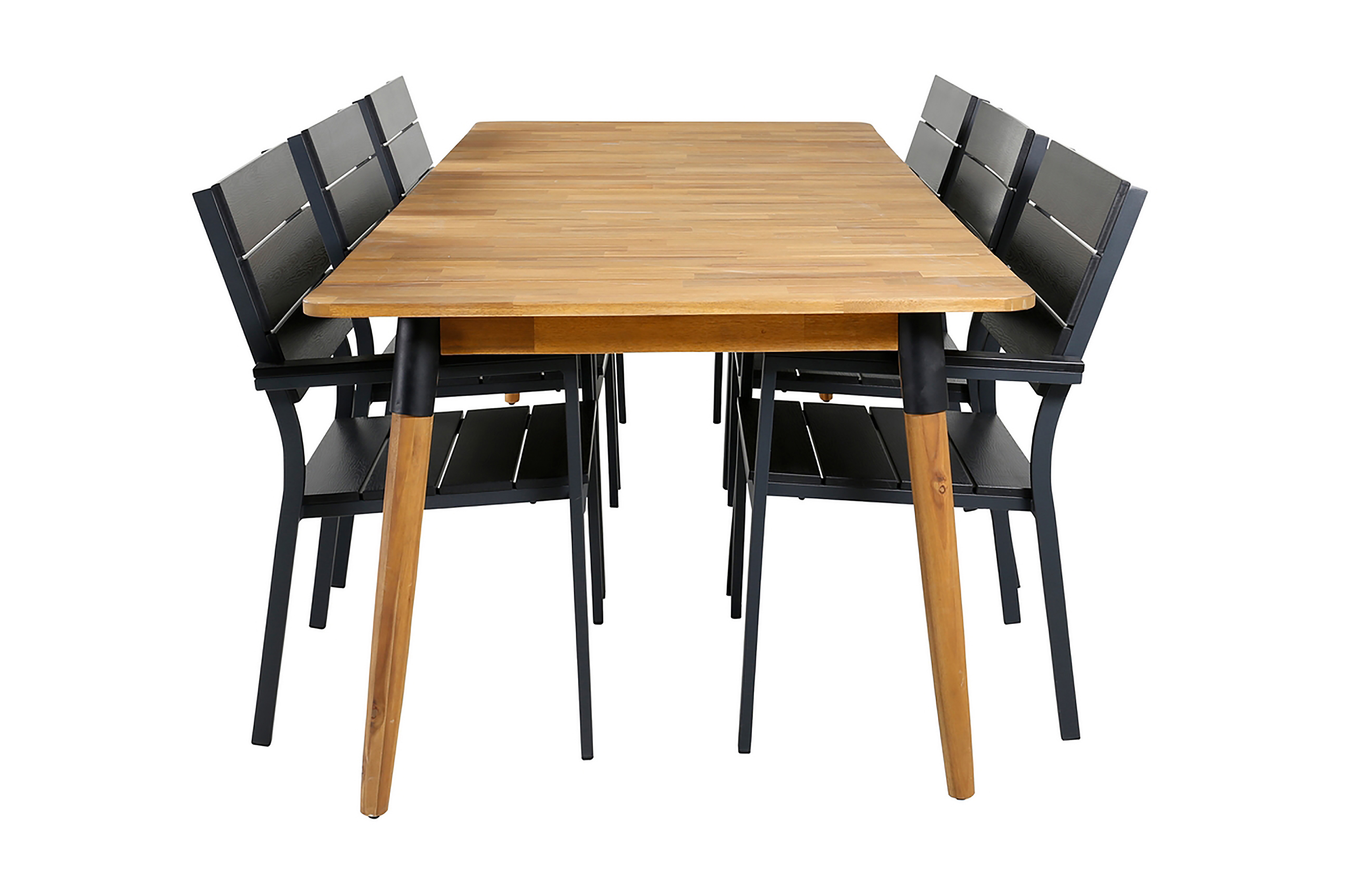 Julian Matgrupp Utomhus 210cm 6 Levels Stapelbara Matstolar Svart/Brun