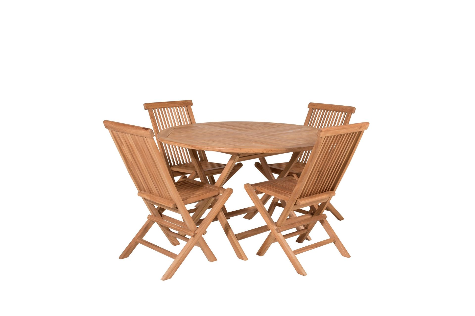 Kenya Matgrupp Utomhus Rund 120 cm + 4 Kenya Hopf&auml;llbar Stol - Brun