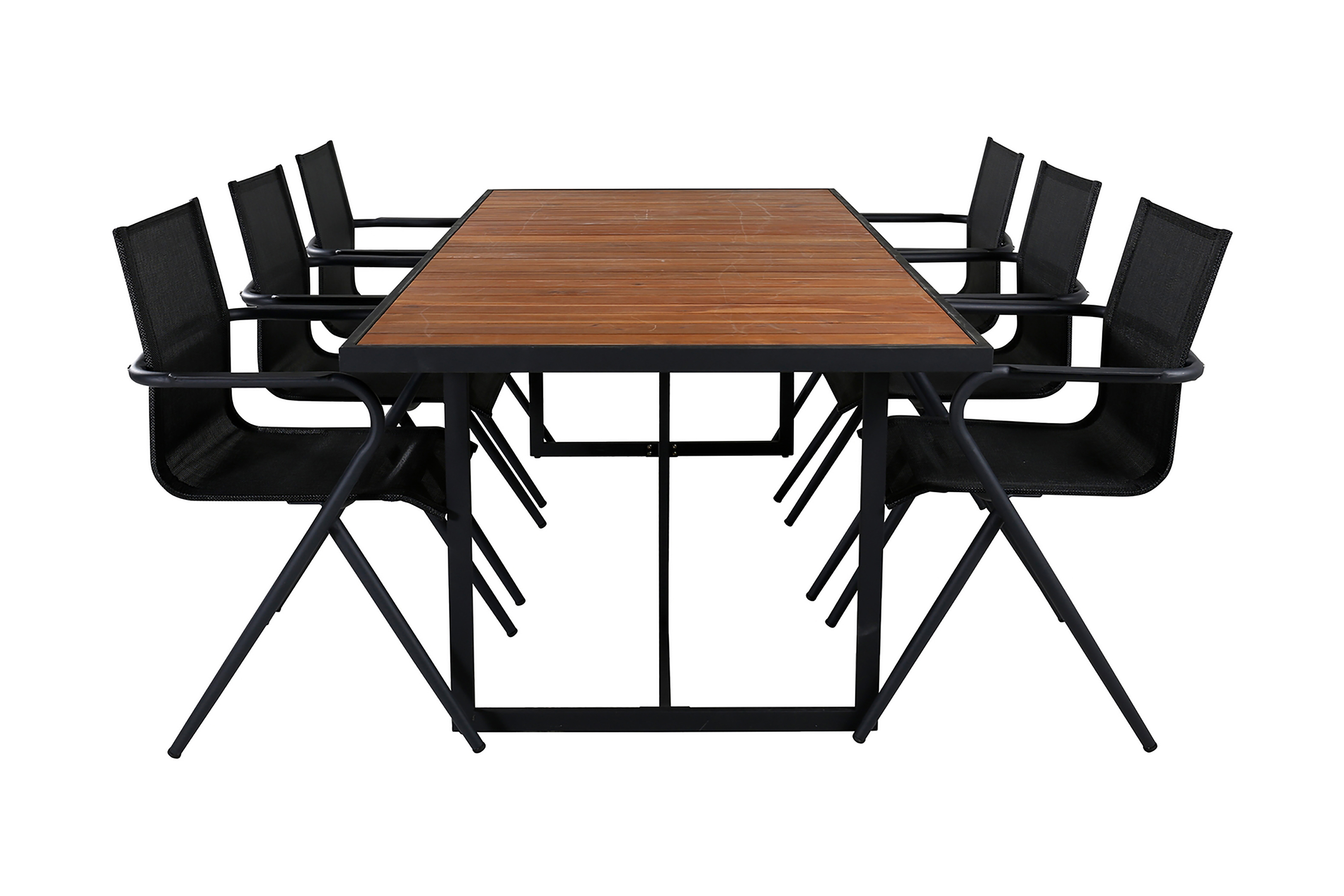 Khung Matgrupp Utomhus 200cm 6 Alina Matstolar Svart/Natur