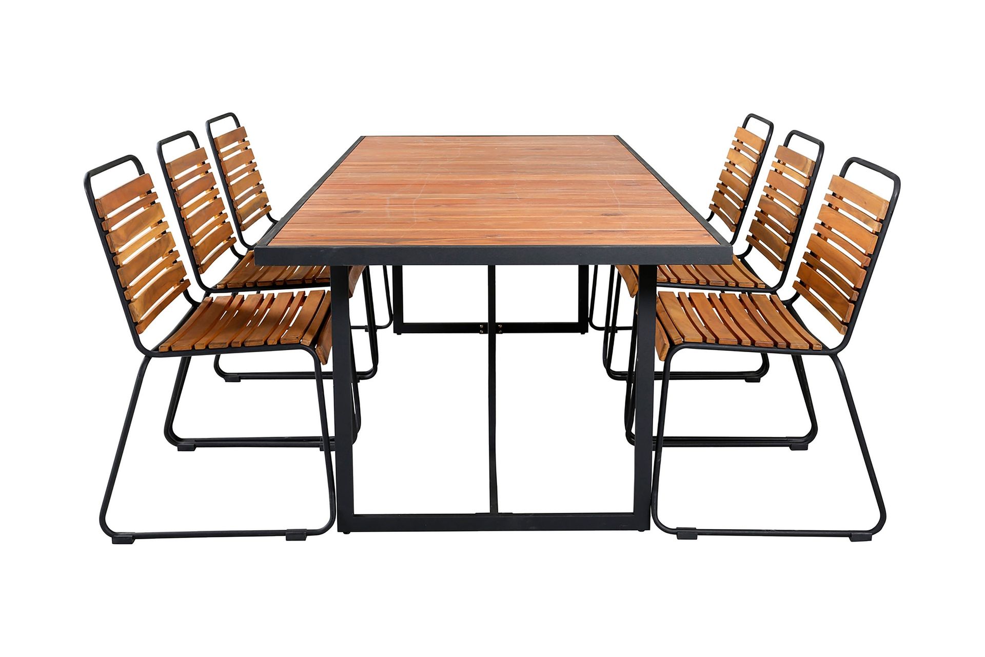 Khung Matgrupp Utomhus 200cm + 6 Bois Matstolar - Brun/Vit