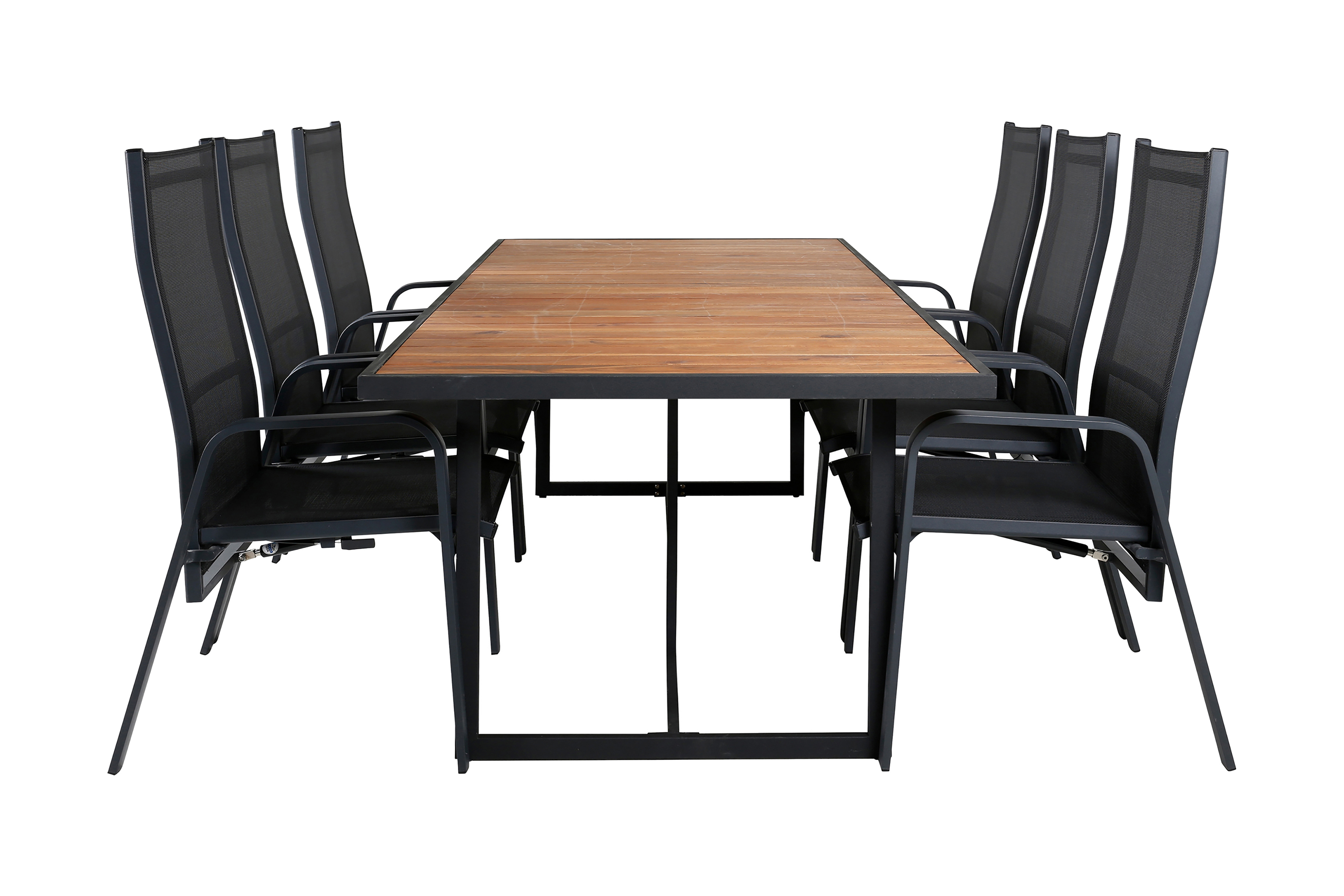 khung matgrupp utomhus 200cm + 6 copacabana reclinerstolar - vit