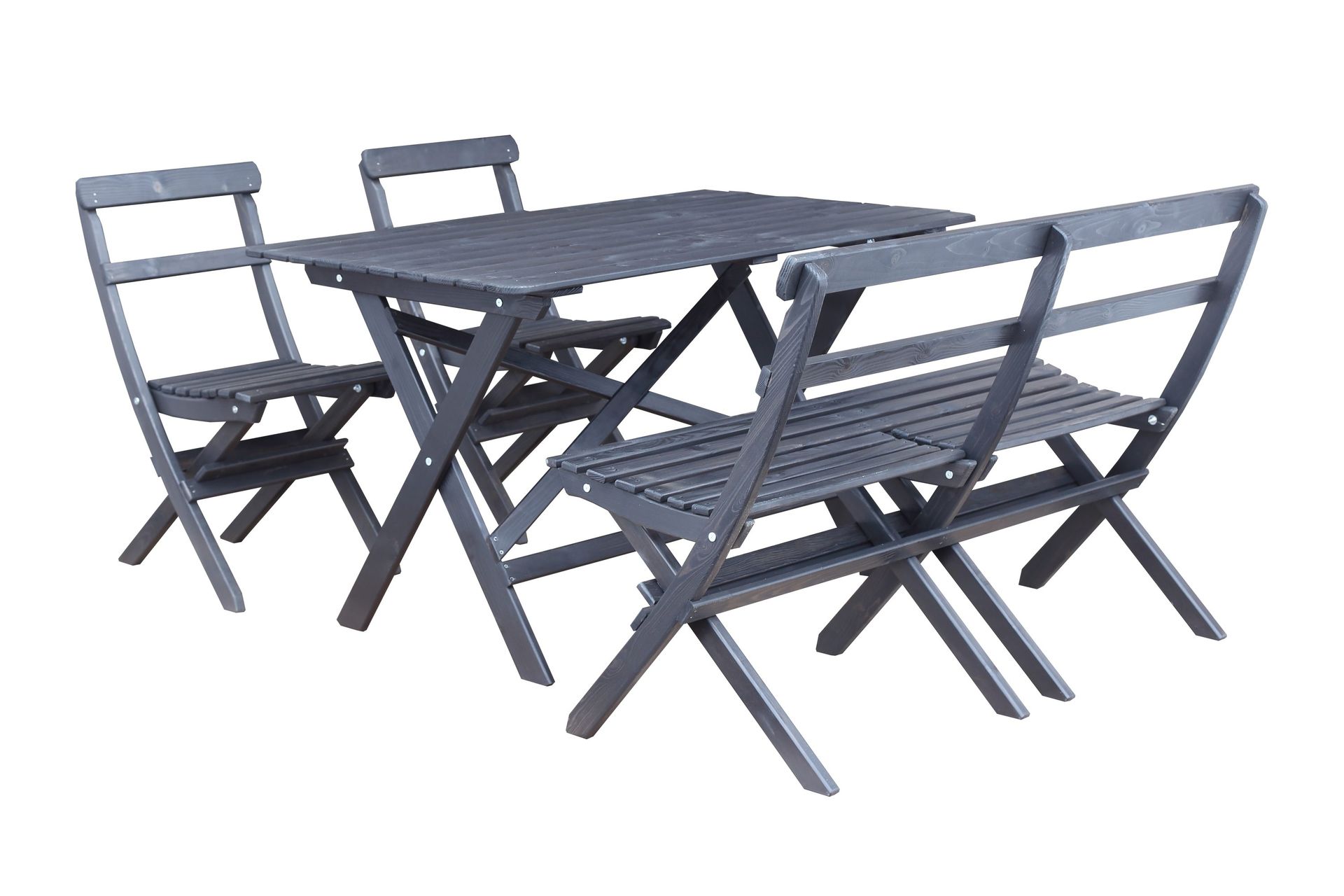 Larios Matgrupp Utomhus 76 cm + 2 Matstolar Utomhus + B&auml;nk Utomhus - Svart