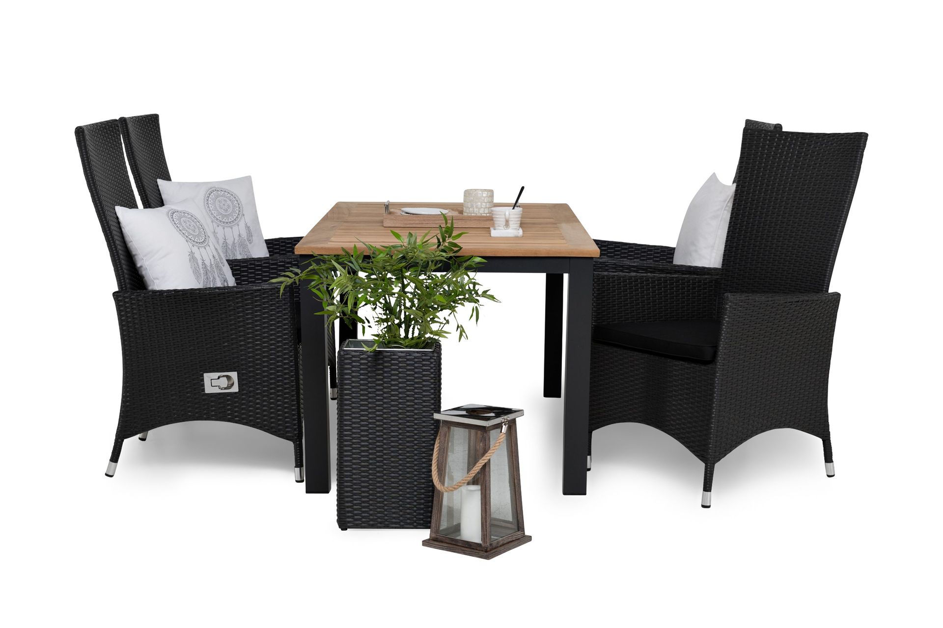 Las Vegas Matgrupp 152-210 + 4 Jenny St&auml;llbar F&aring;t&ouml;lj - Inkl Dyna Svart/Teak/Svart