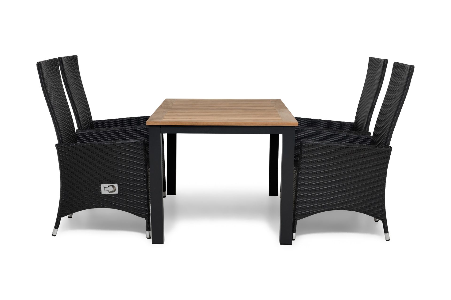 las vegas matgrupp utomhus 152-210 + 4 jenny ställbar fåtölj - inkl dyna svart/teak/svart