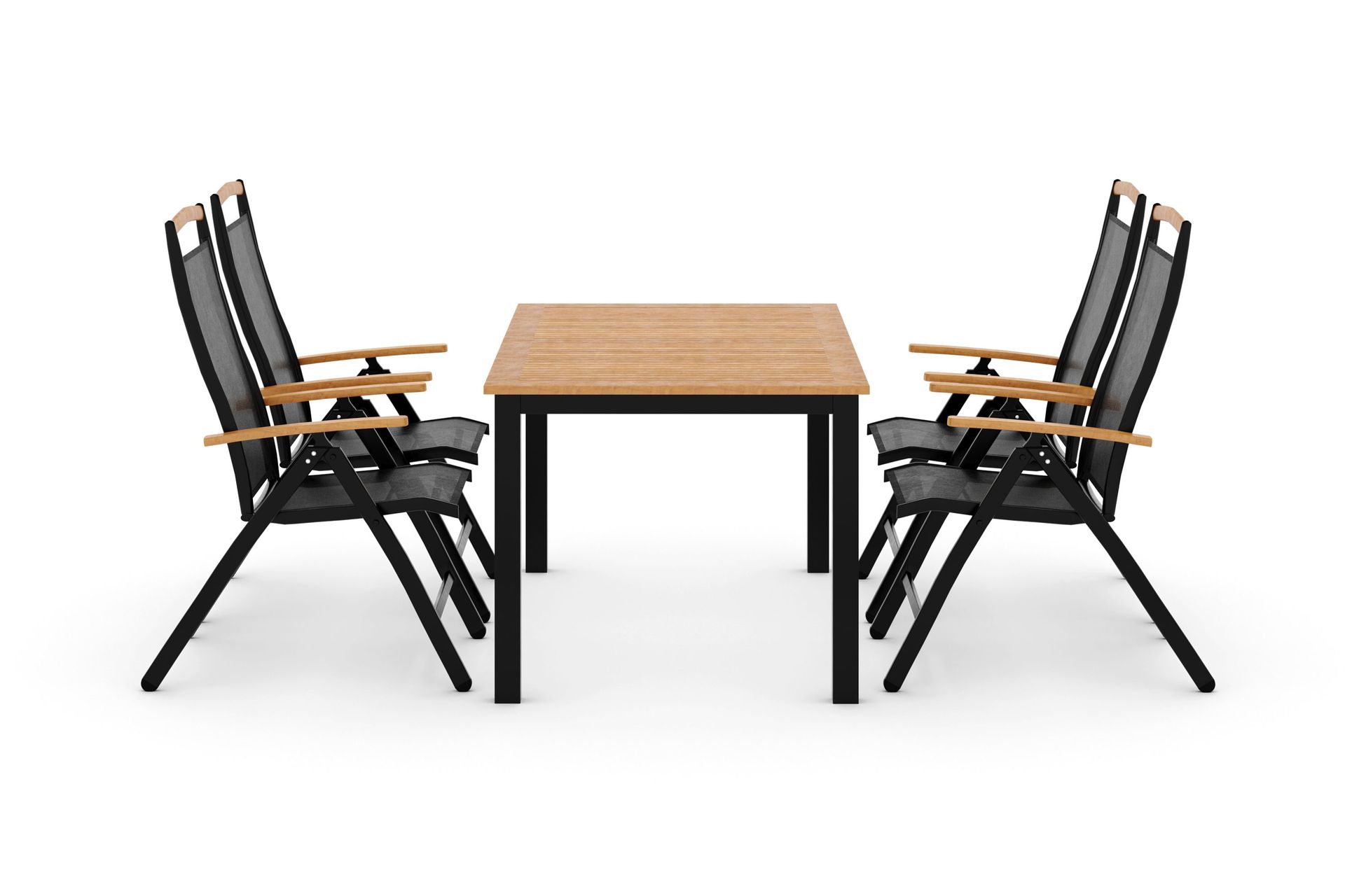 las vegas matgrupp utomhus 152-210 + 4 positionsstol lyx - svart/teak