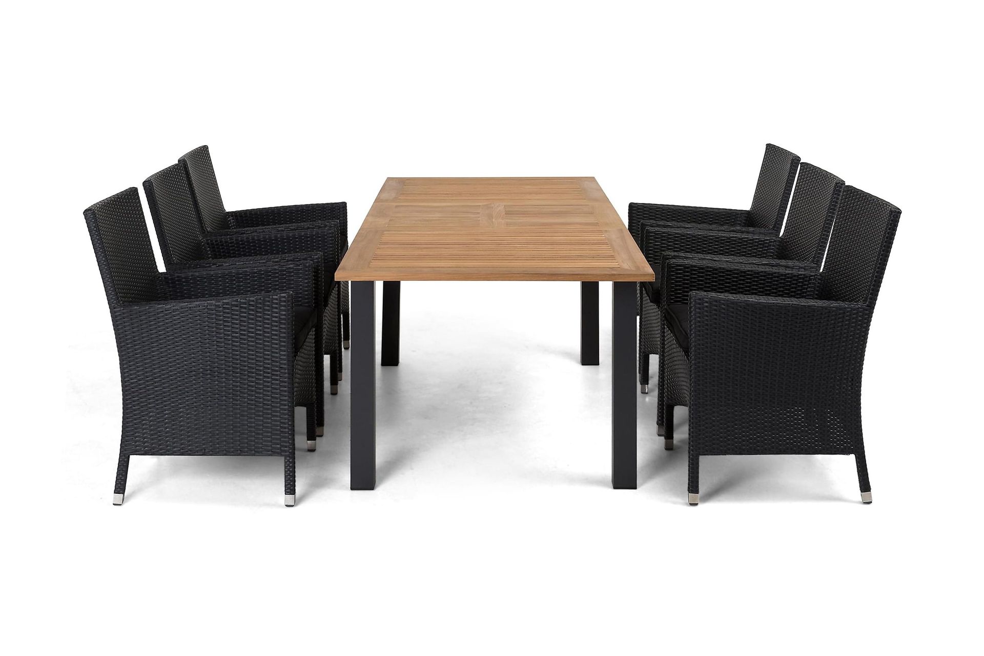 las vegas matgrupp utomhus 152-210 + 6 thor fåtölj - svart/teak/svart