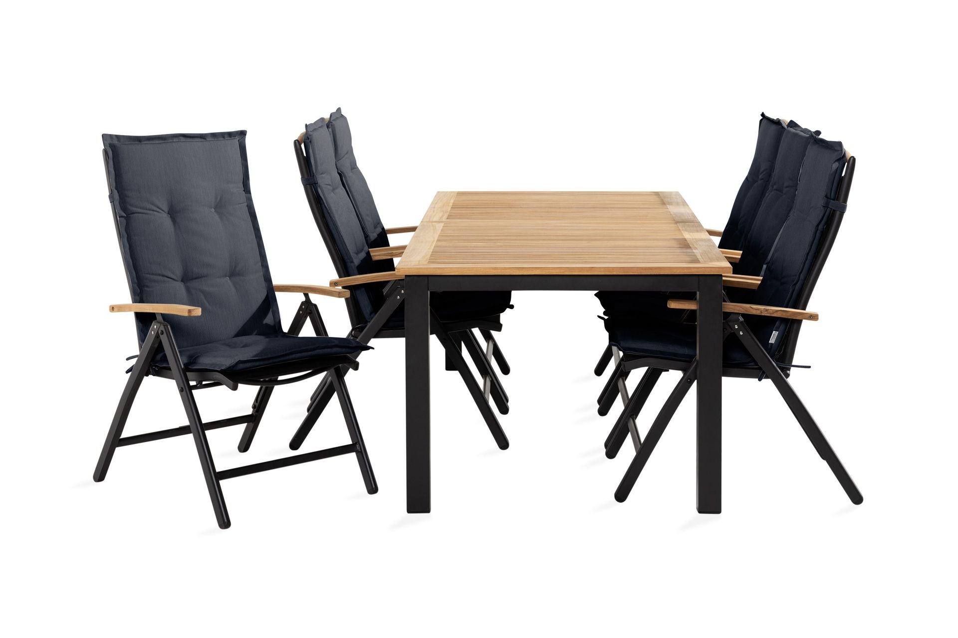 Las Vegas Matgrupp Utomhus 152-210 + 6 Positionsstol Lyx m Dyna - Svart/Teak/Gr&aring;