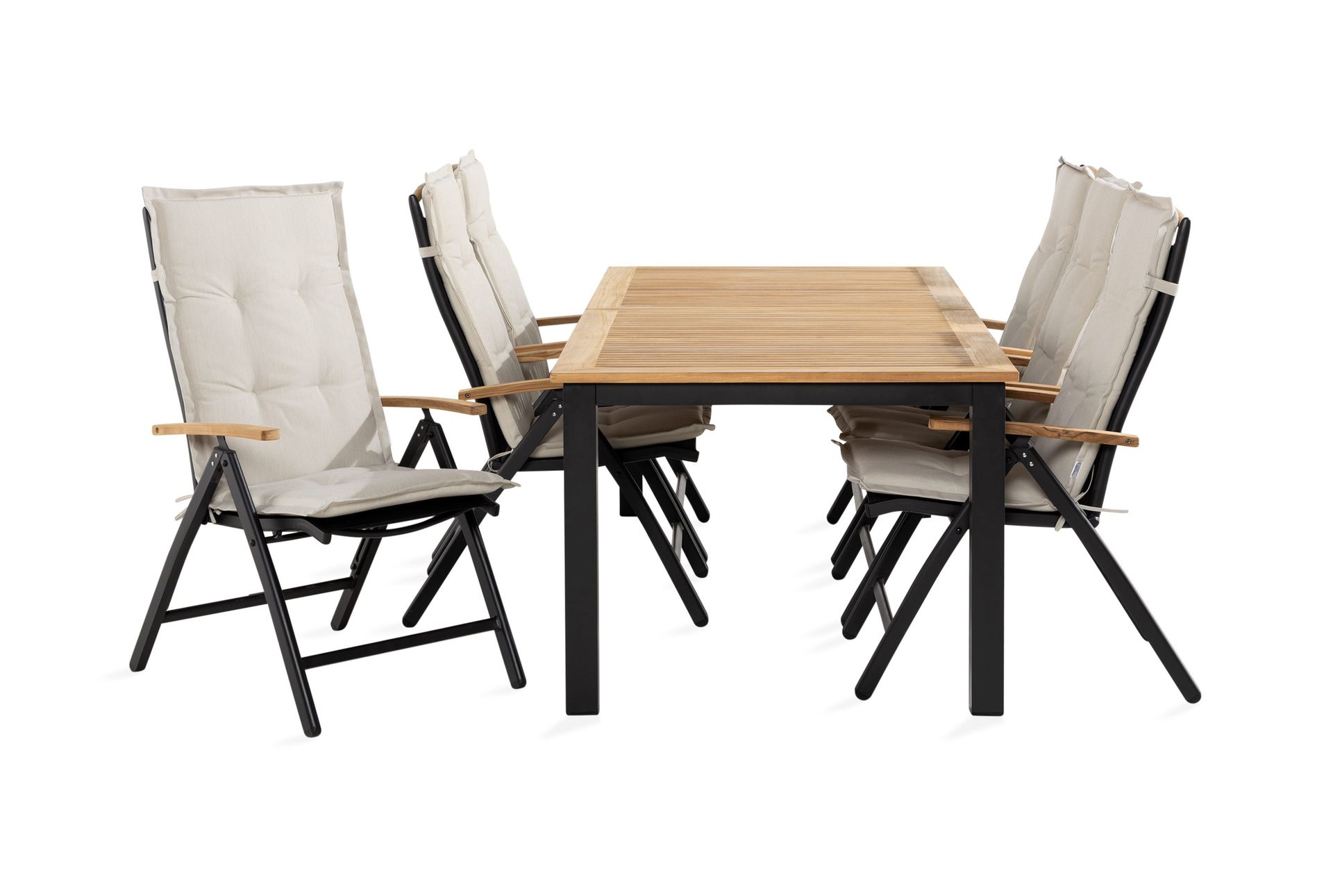 Las Vegas Matgrupp Utomhus 152-210x90 + 6 Stolar m Dyna - Svart/Teak/Vit