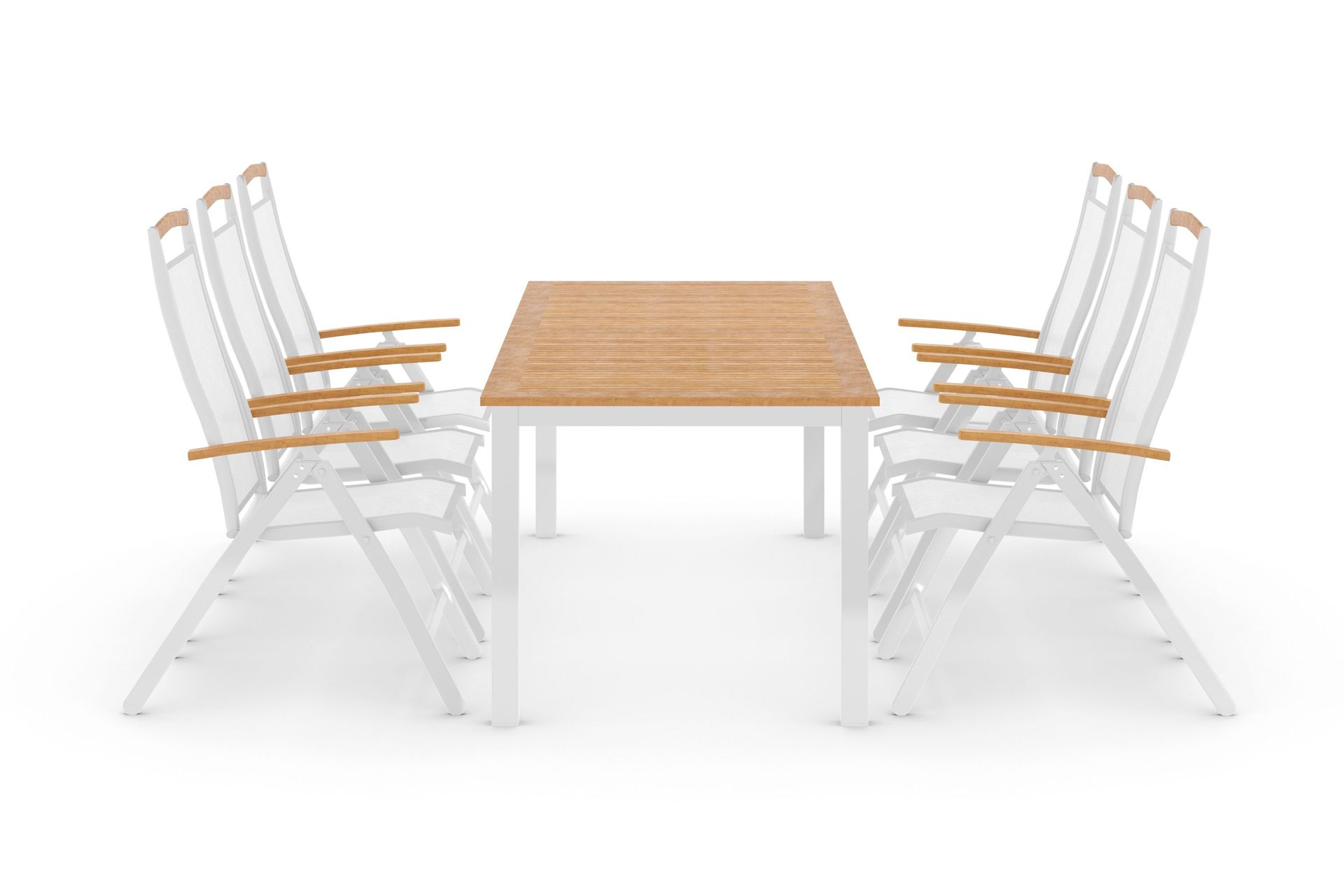 Las Vegas Matgrupp Utomhus 220-280 + 6 Positionsstol Lyx - Teak/Vit