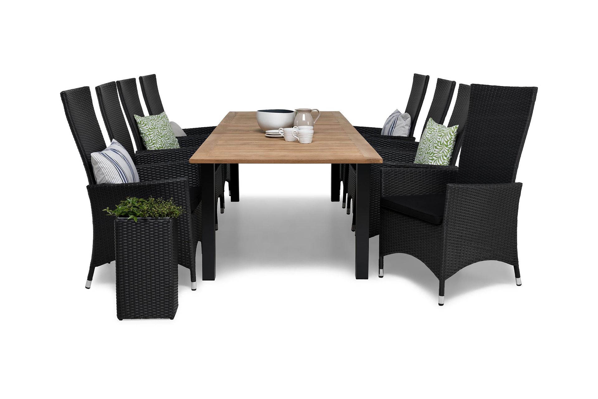 Las Vegas Matgrupp Utomhus 220-280 + 8 Jenny St&auml;llbar F&aring;t&ouml;lj - Inkl Dyna Svart/Teak