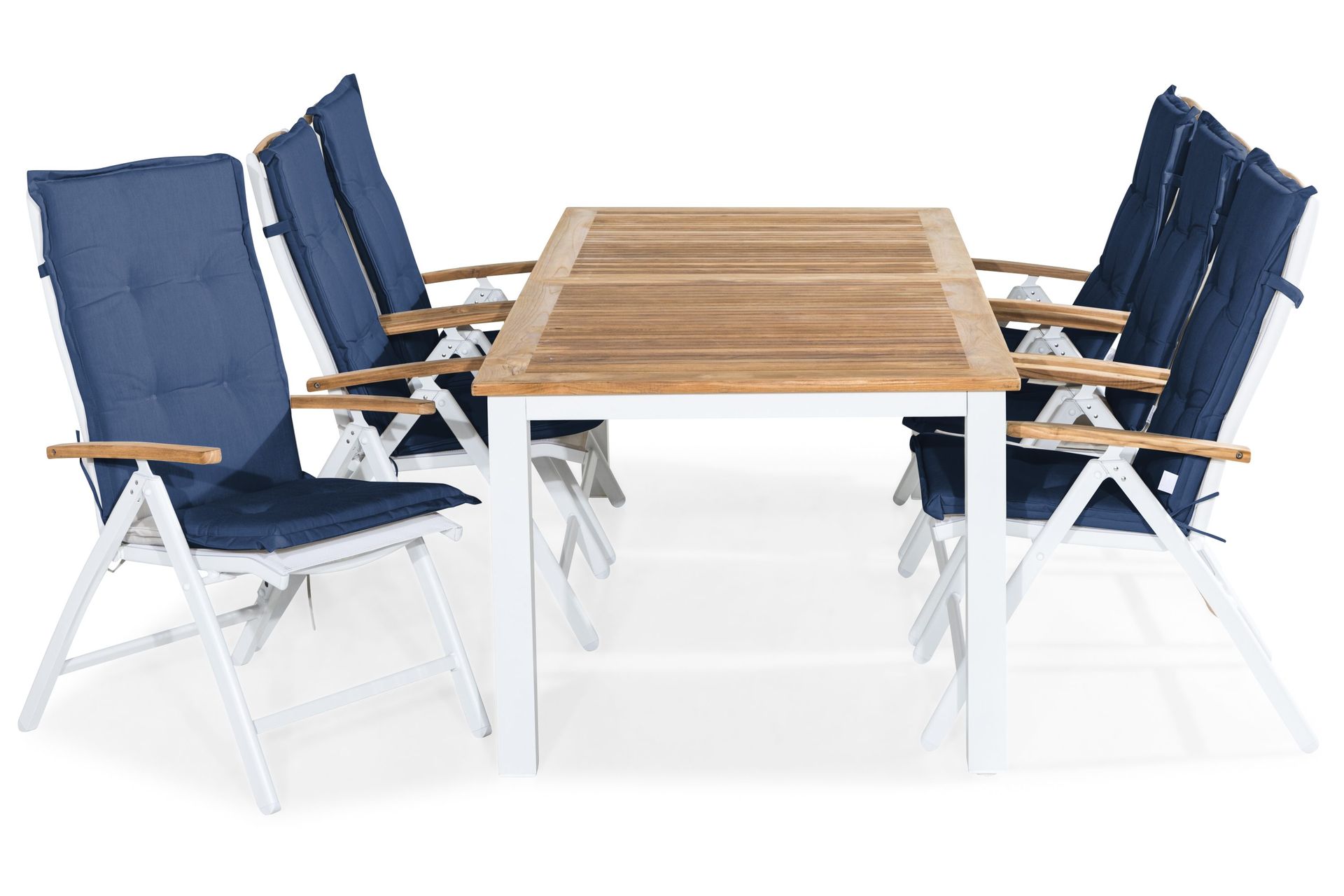 las vegas matgrupp utomhus 220-280x100+ 6 las vegas lyx stol m dyna - vit/teak/blå