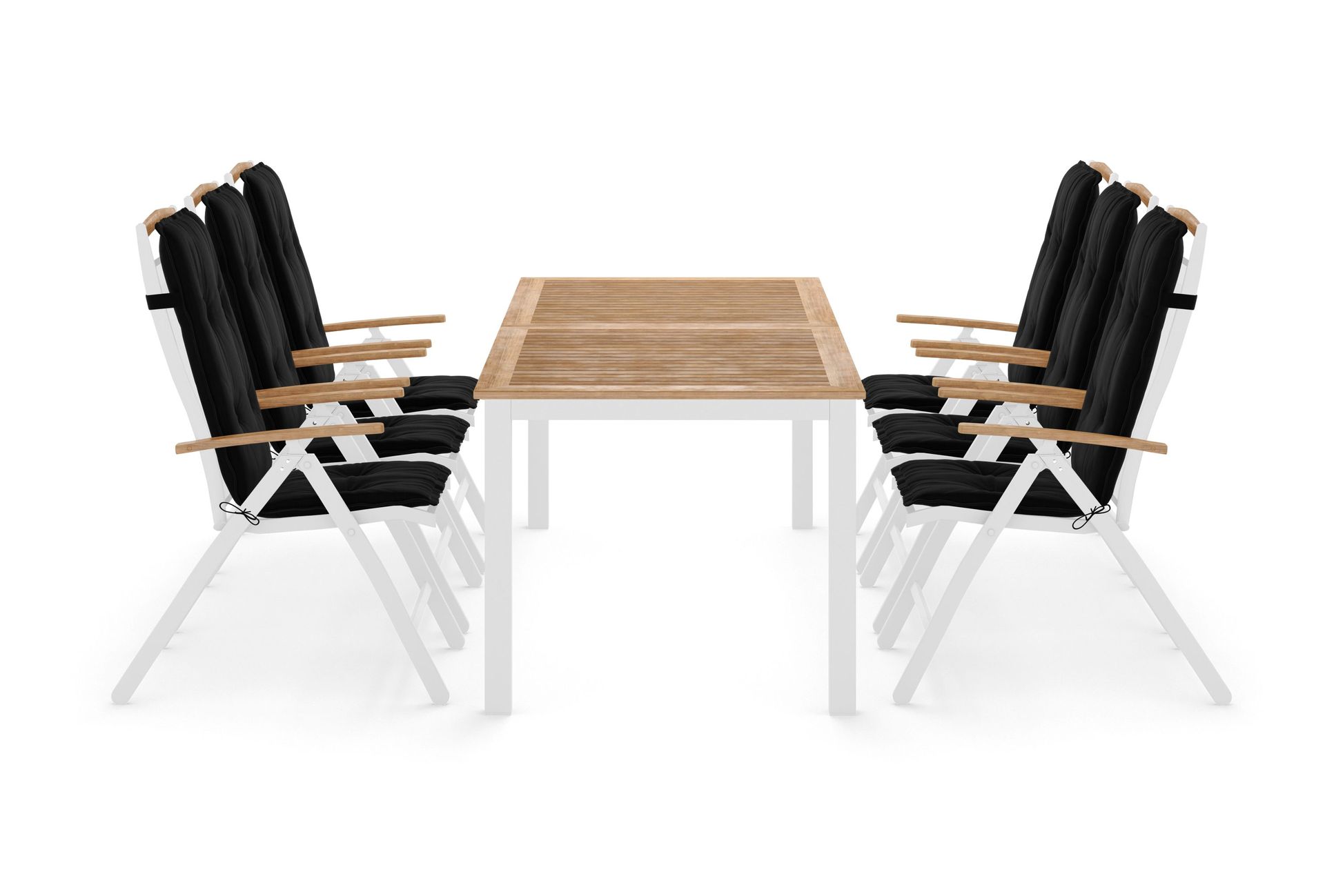 Las Vegas Matgrupp Utomhus 220-280x100+ 6 Las Vegas Lyx Stol m Dyna - Vit/Teak/Svart