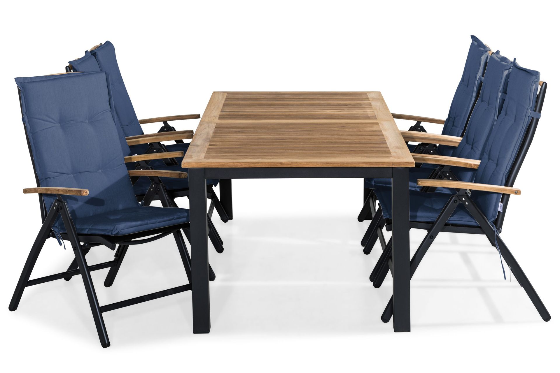 Las Vegas Matgrupp Utomhus 220-280x100+ 6 Stolar m Dyna - Svart/Teak/Bl&aring;