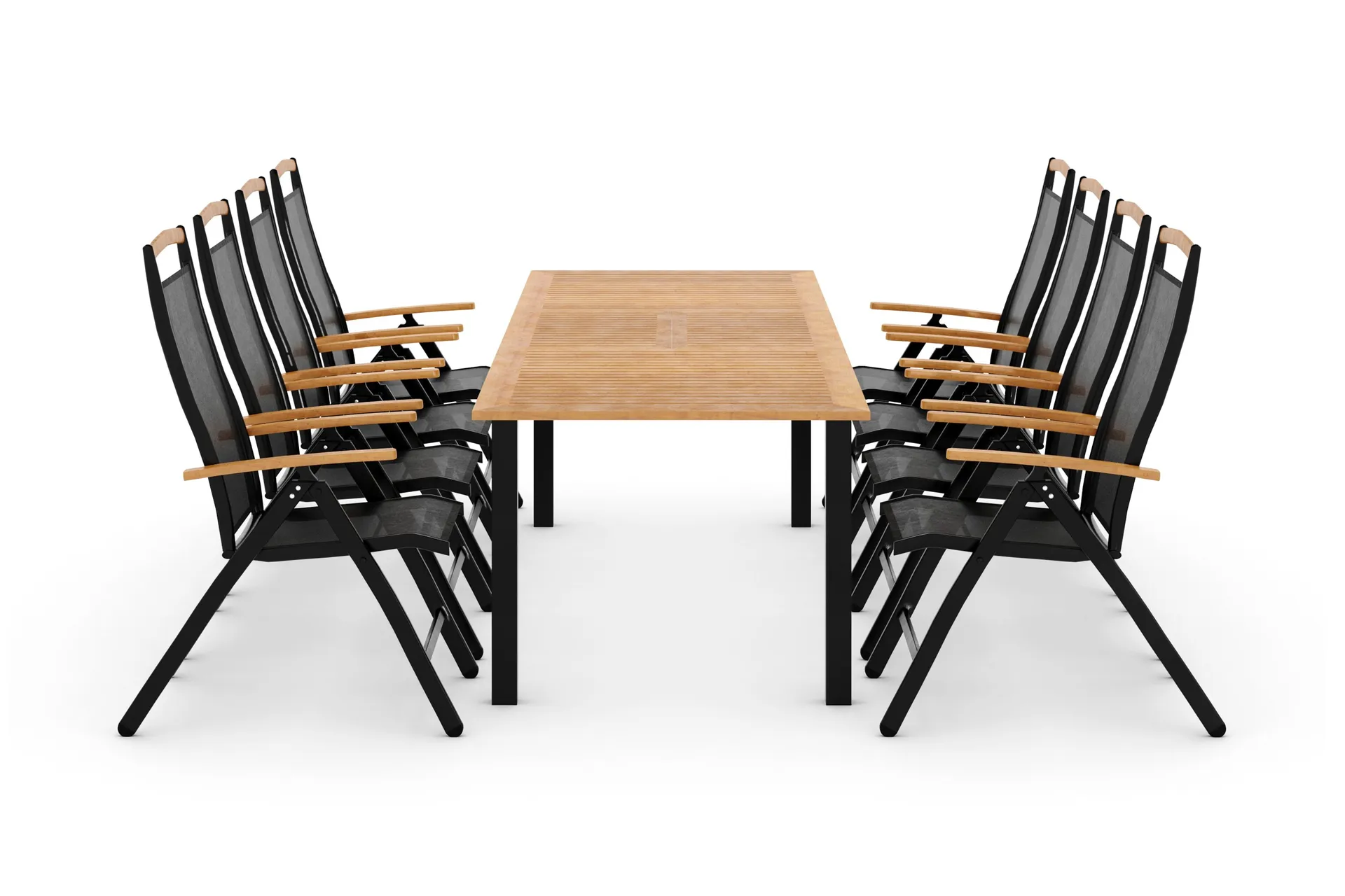 las vegas matgrupp utomhus las vegas 220-280 + 8 positionsstol lyx - svart/teak