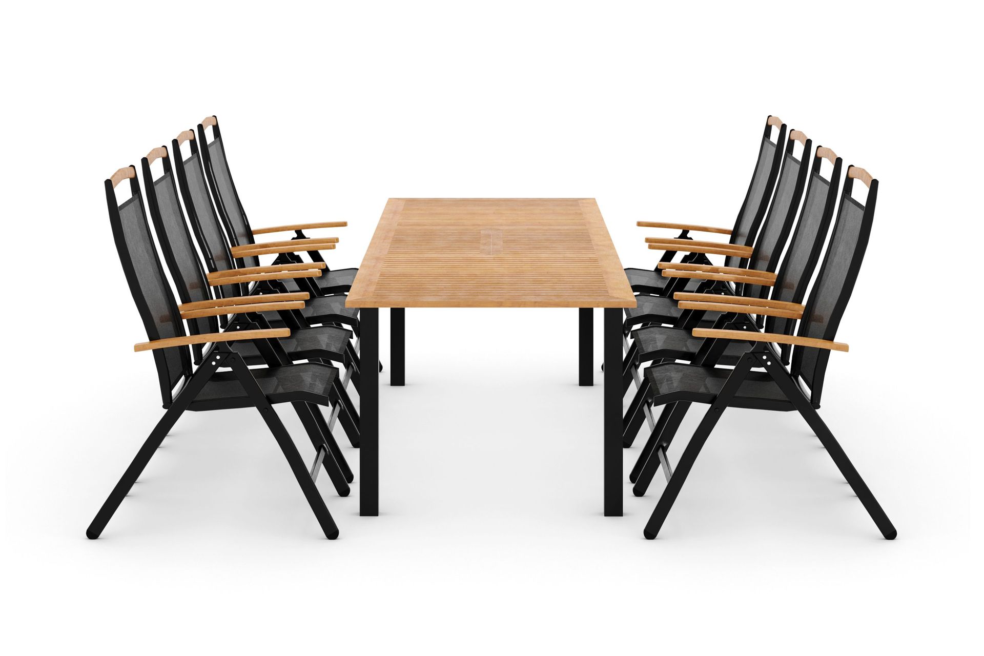 Las Vegas Matgrupp Utomhus Las Vegas 220-280 + 8 Positionsstol Lyx - Svart/Teak