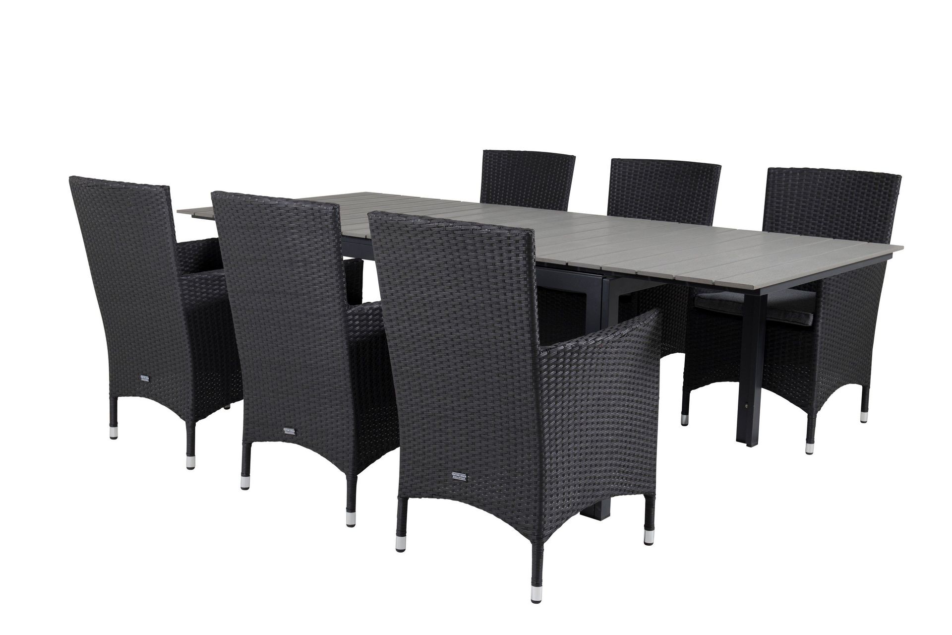 levels förlängningsbar matgrupp utomhus 160-240cm + 6 malin stolar - natur