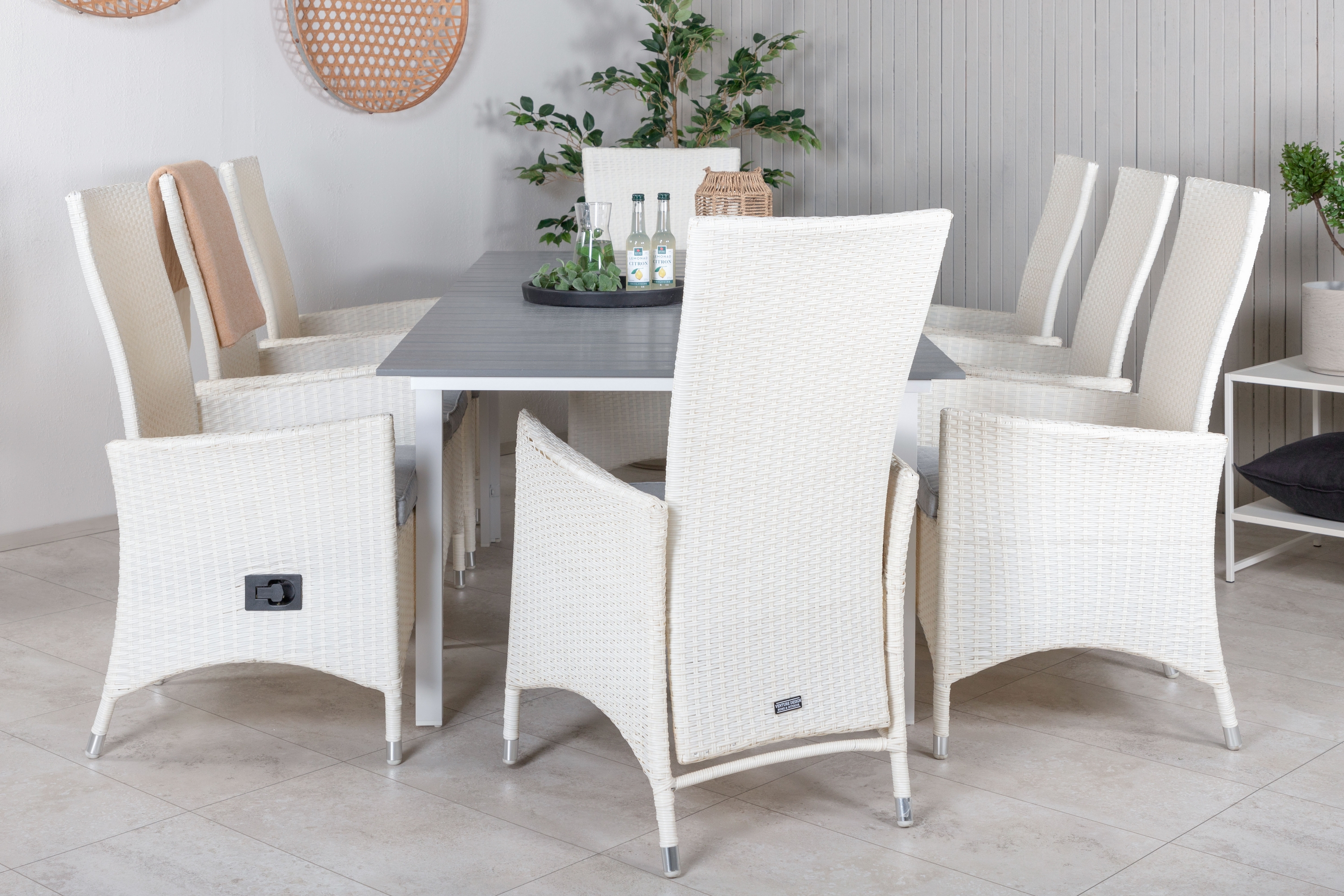 Levels Förlängningsbar Matgrupp Utomhus 160-240cm 8 Padova Stolar Grå