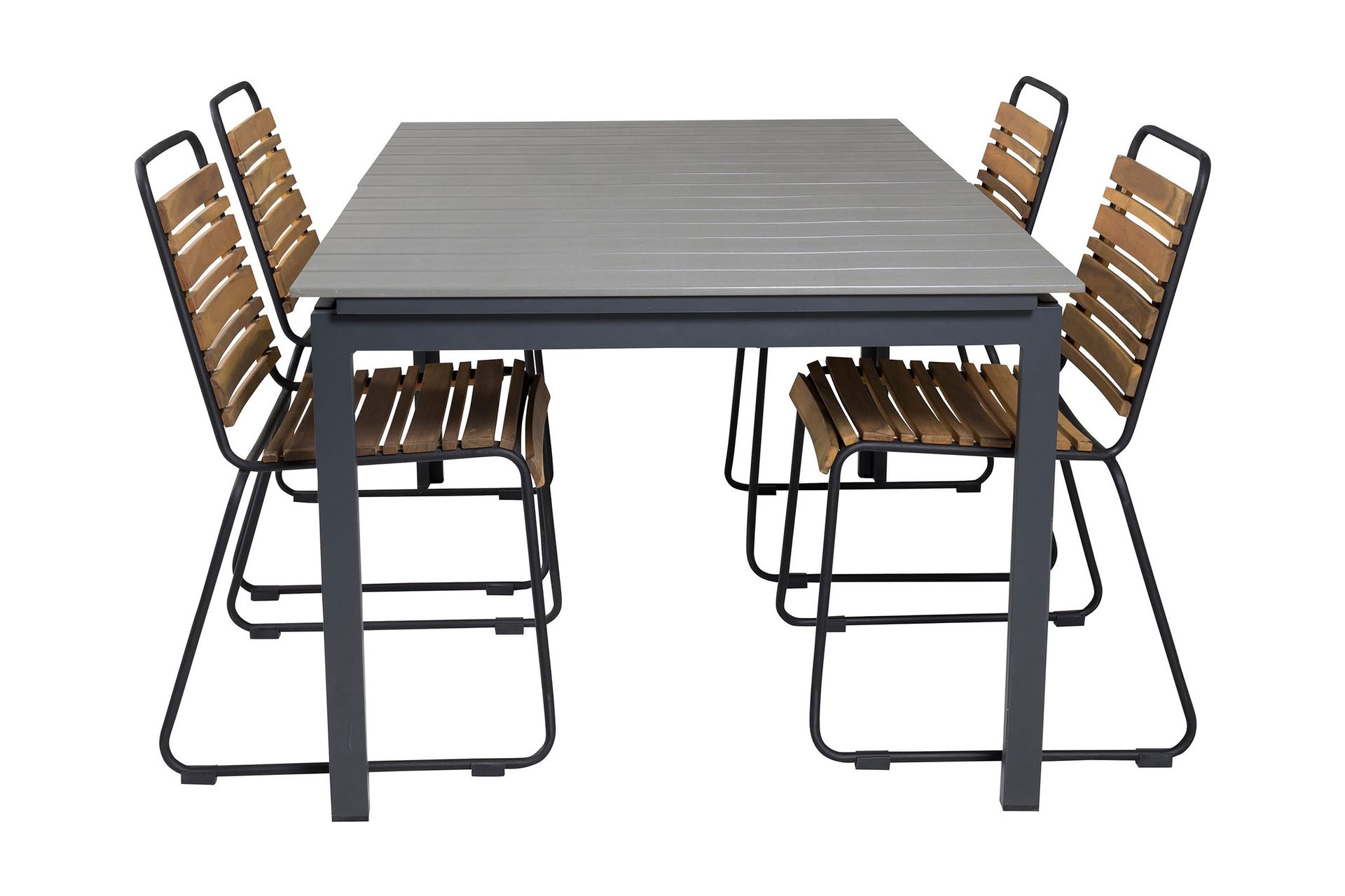 Levels F&ouml;rl&auml;ngningsbar Matgrupp Utomhus 160cm + 4 Bois Stolar - Natur/Svart