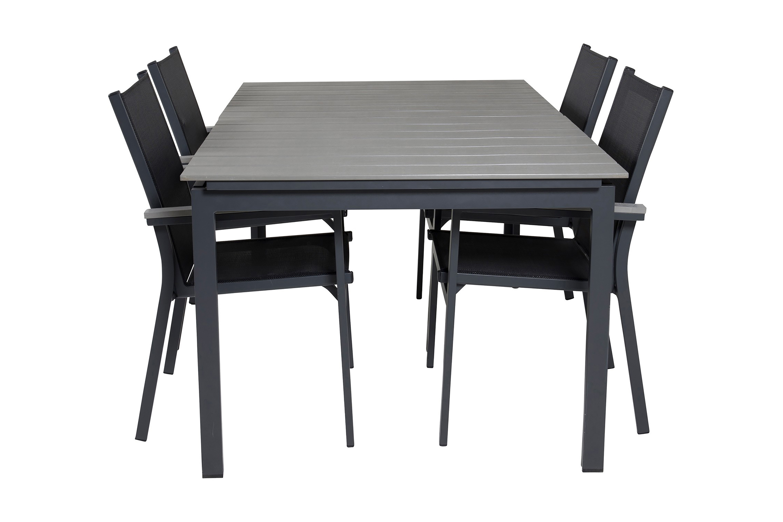 Levels Förlängningsbar Matgrupp Utomhus 160cm 4 Parma Stolar Svart/Grå
