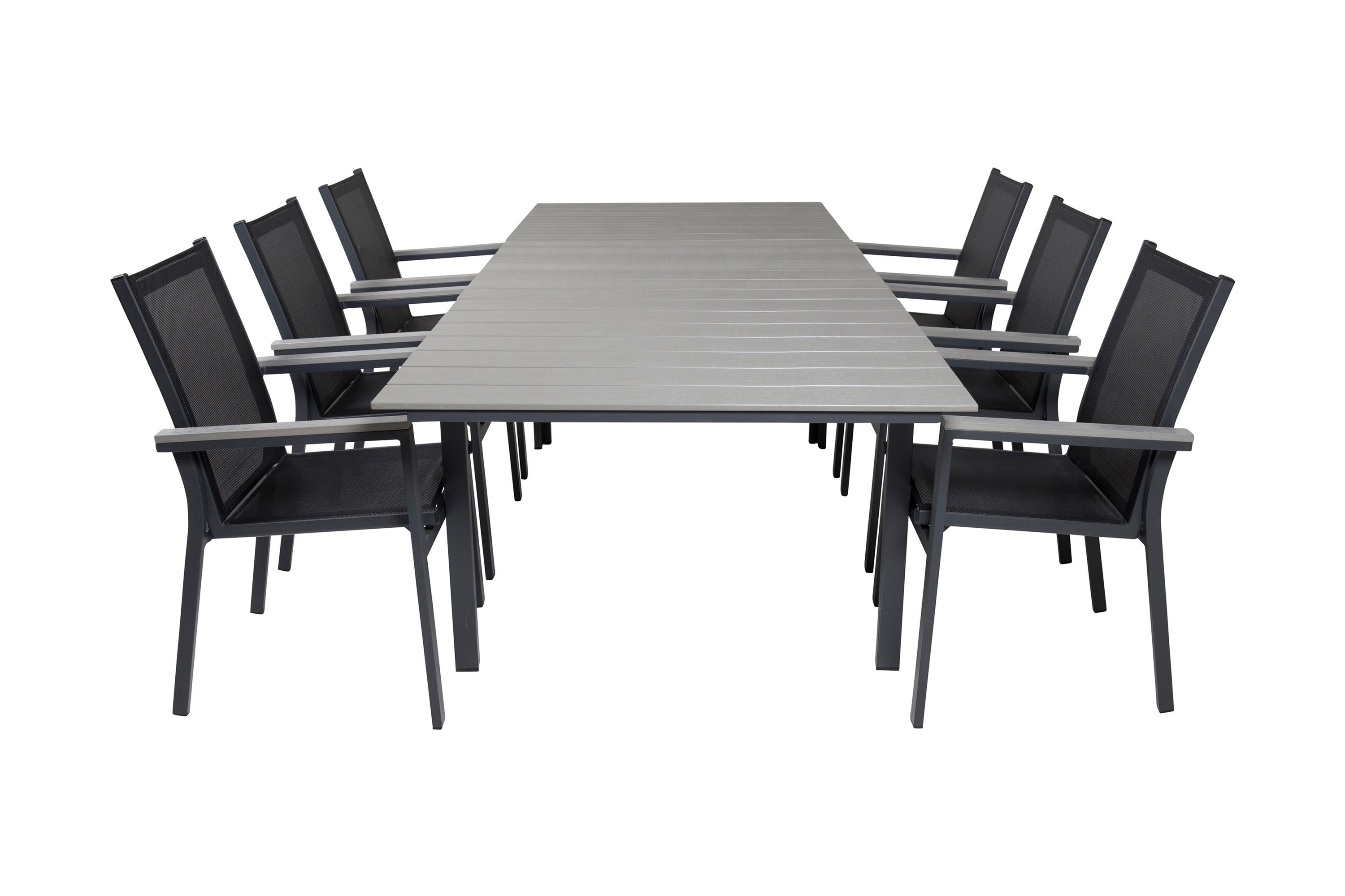 Levels Förlängningsbar Matgrupp Utomhus 160cm 6 Parma Stolar Svart/Grå