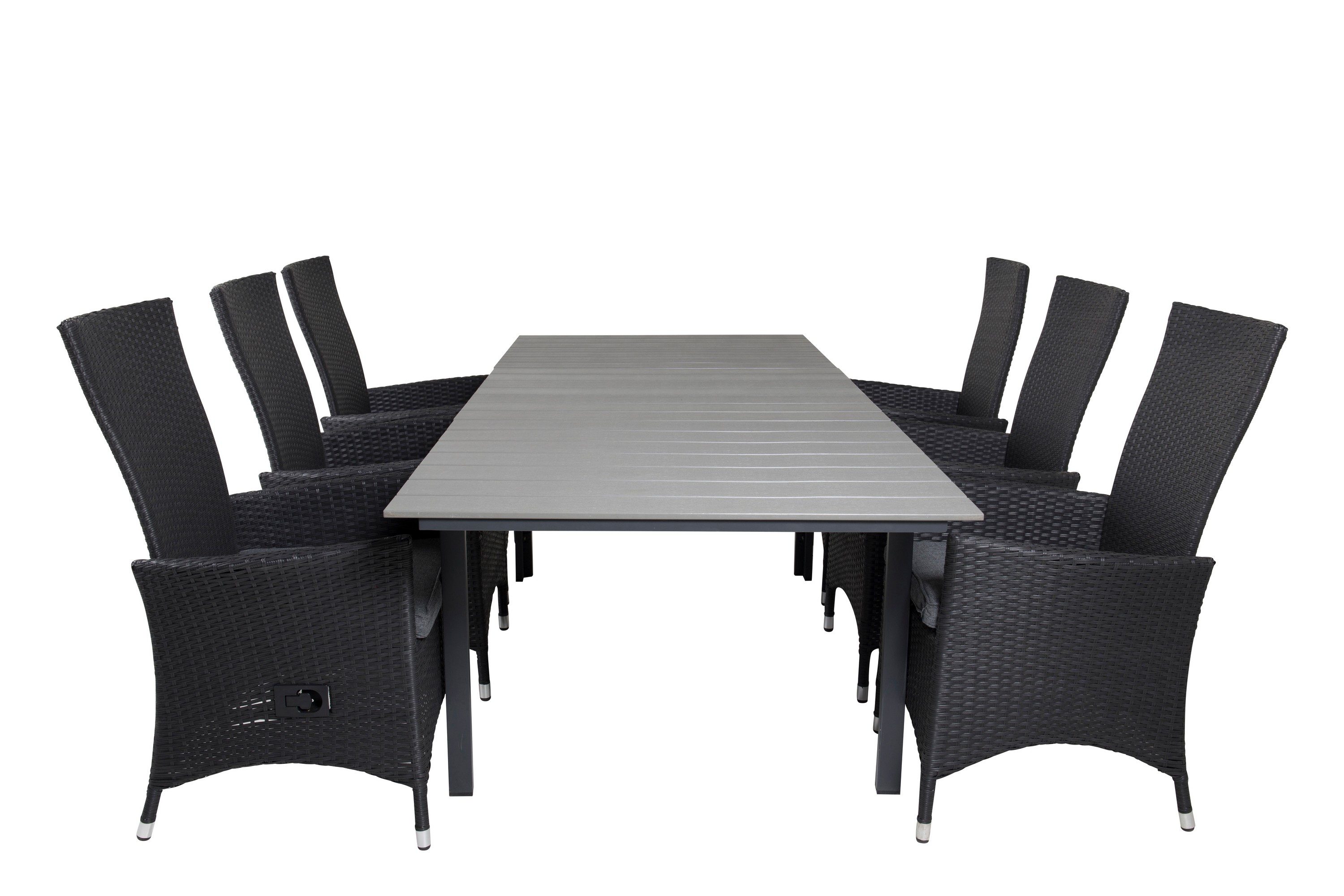 levels förlängningsbar matgrupp utomhus 160cm + 6 padova matstolar - natur