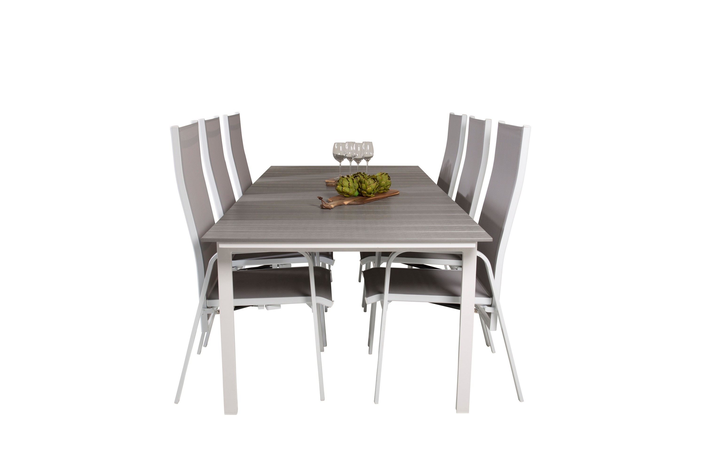 Levels Förlängningsbar Matgrupp Utomhus 224-324 cm 6 st Copacabana Matstolar Vit