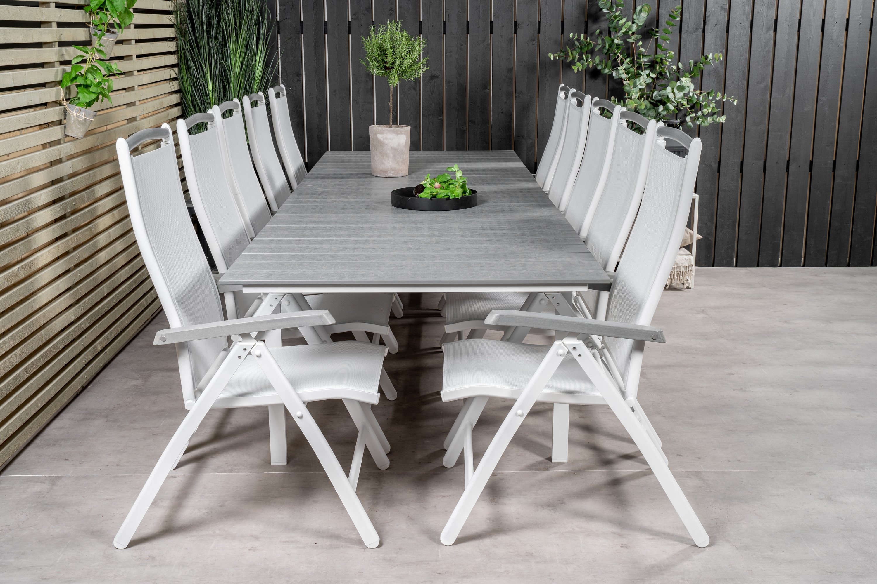 Levels Förlängningsbar Matgrupp Utomhus 224cm 10 Albany Stolar GråVit