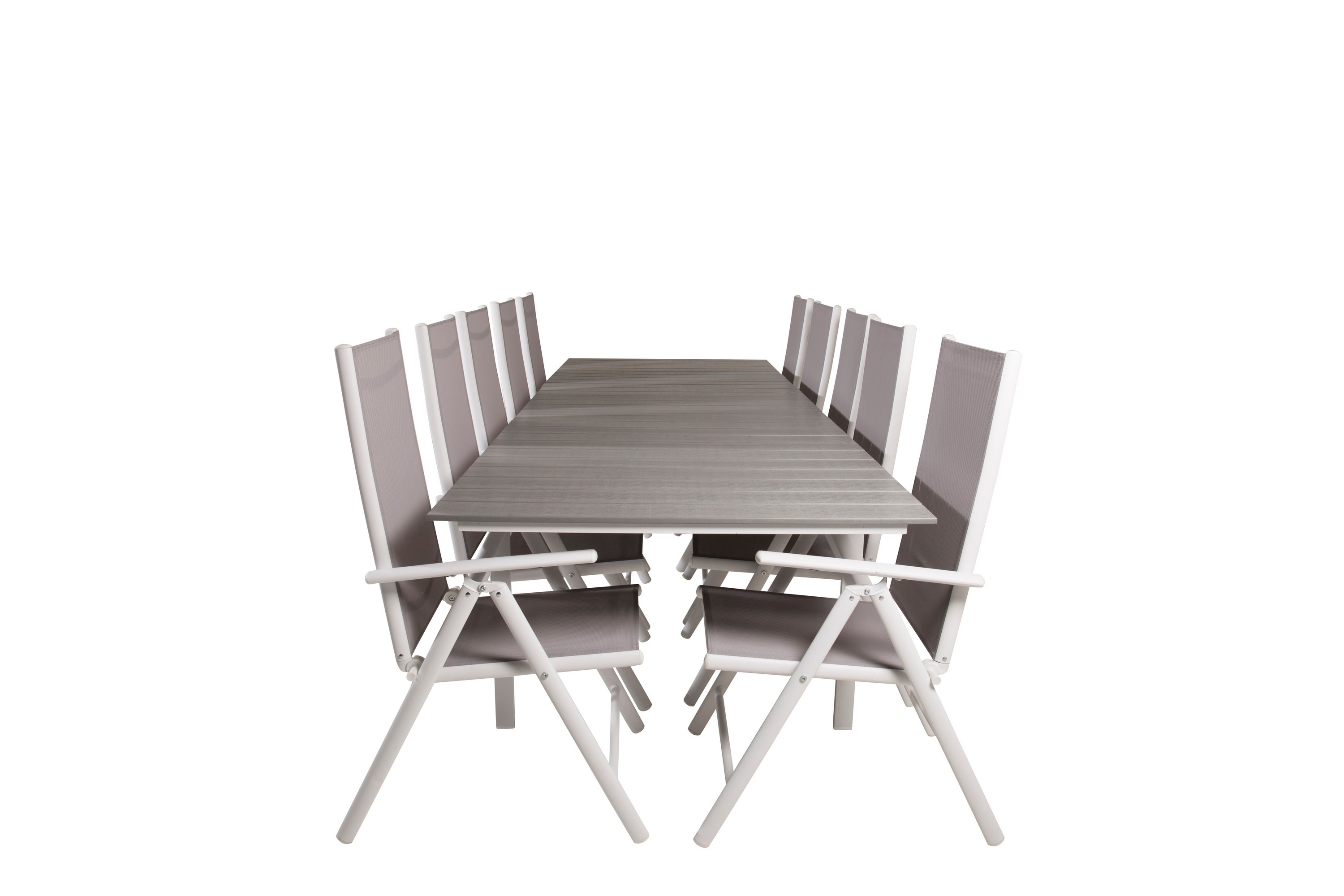 Levels Förlängningsbar Matgrupp Utomhus 224cm 10 Break Stolar GråVit