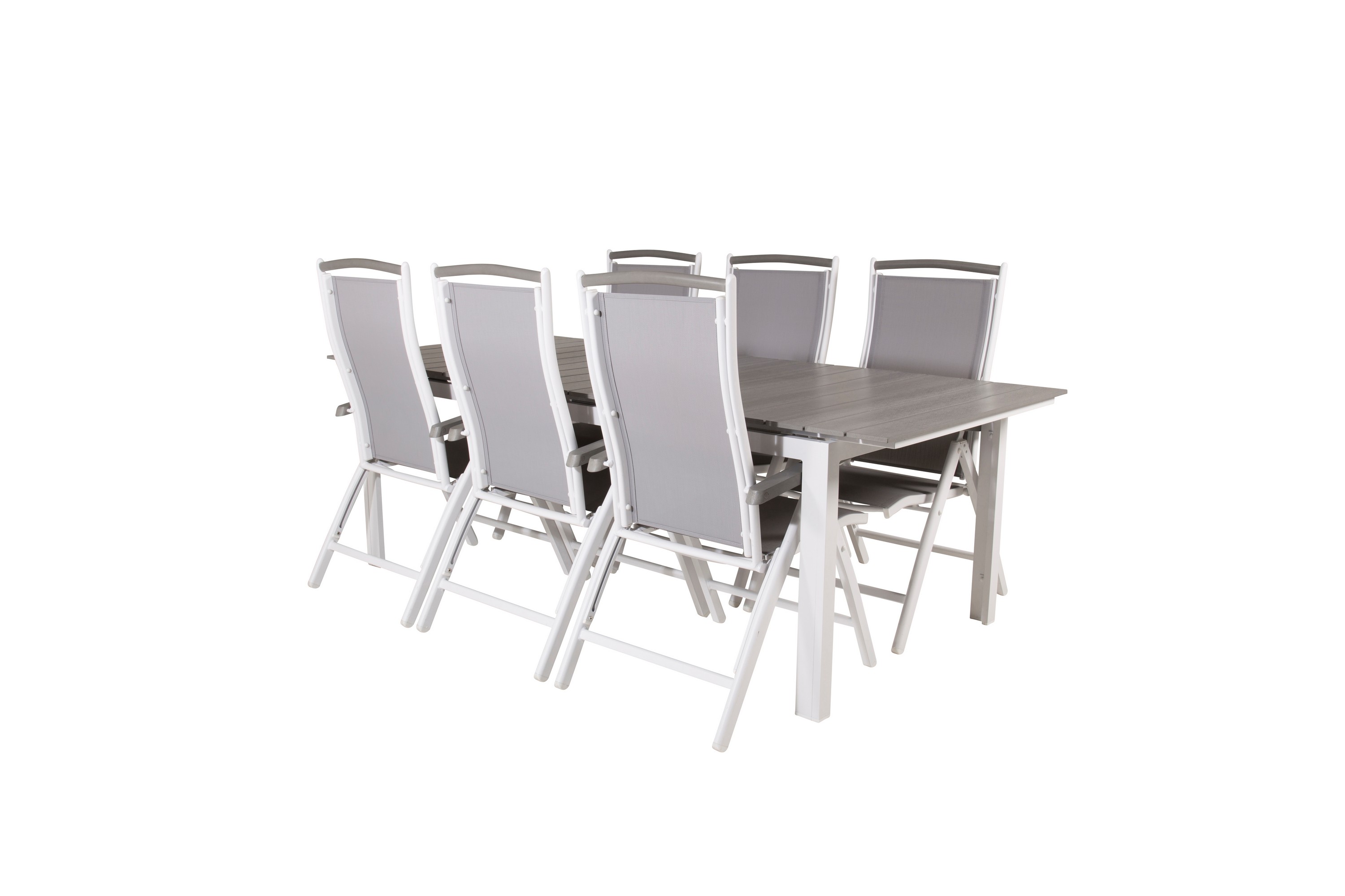 Levels Förlängningsbar Matgrupp Utomhus 224cm 6 Albany Stolar GråVit