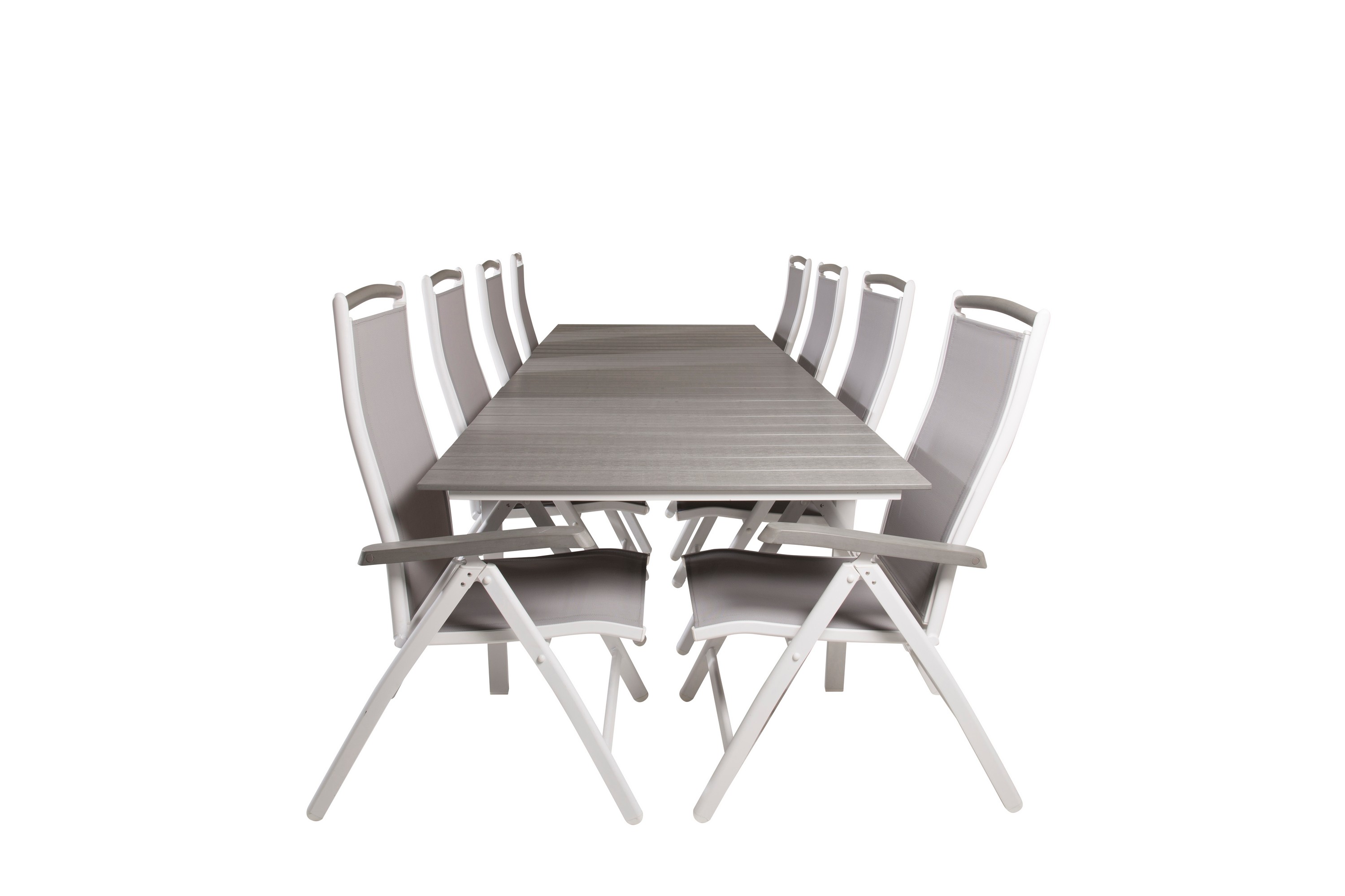 Levels Förlängningsbar Matgrupp Utomhus 224cm 8 Albany Stolar GråVit