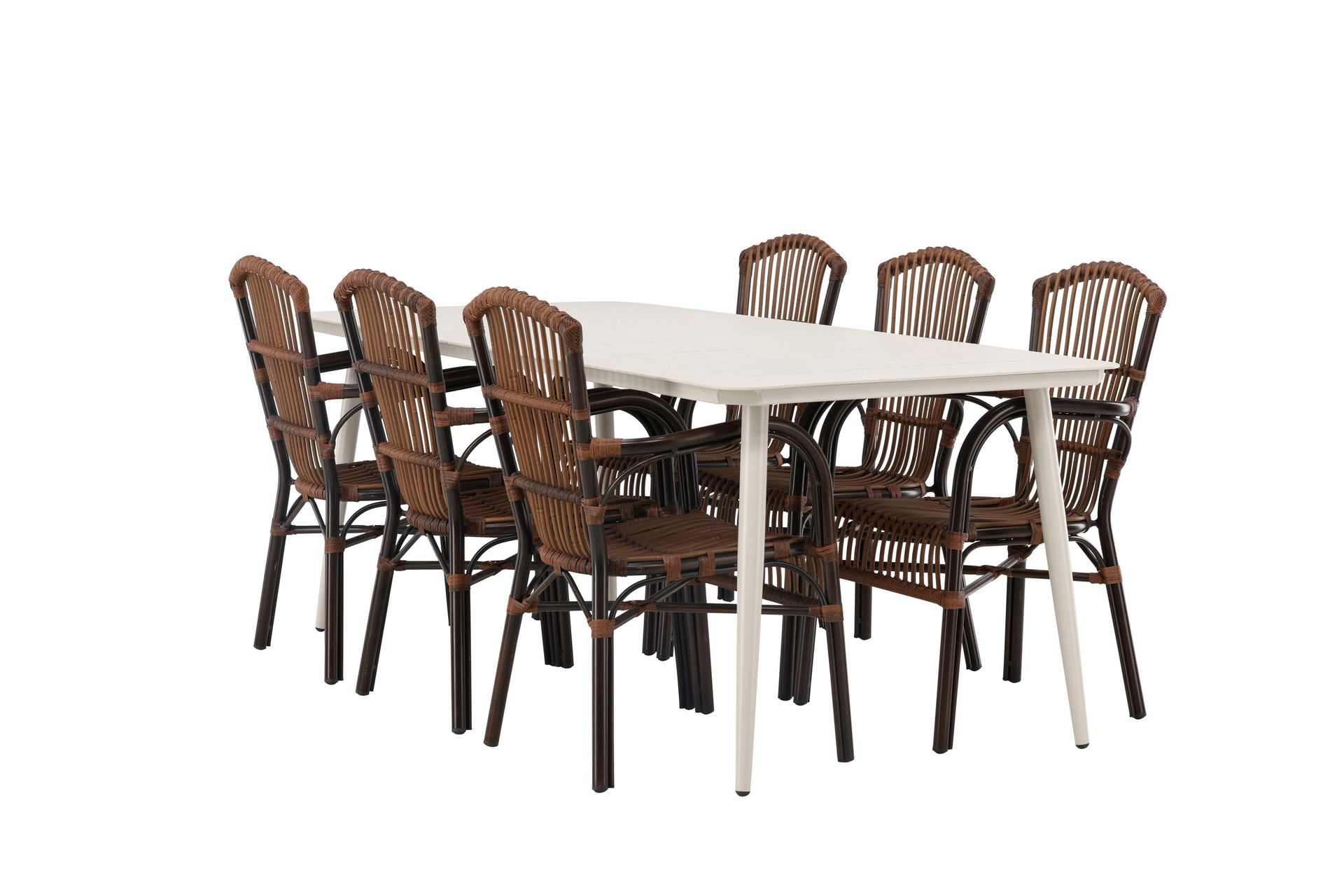 lina matgrupp 120 cm + 6 st galera karmstolar brun/vit - brun/vit