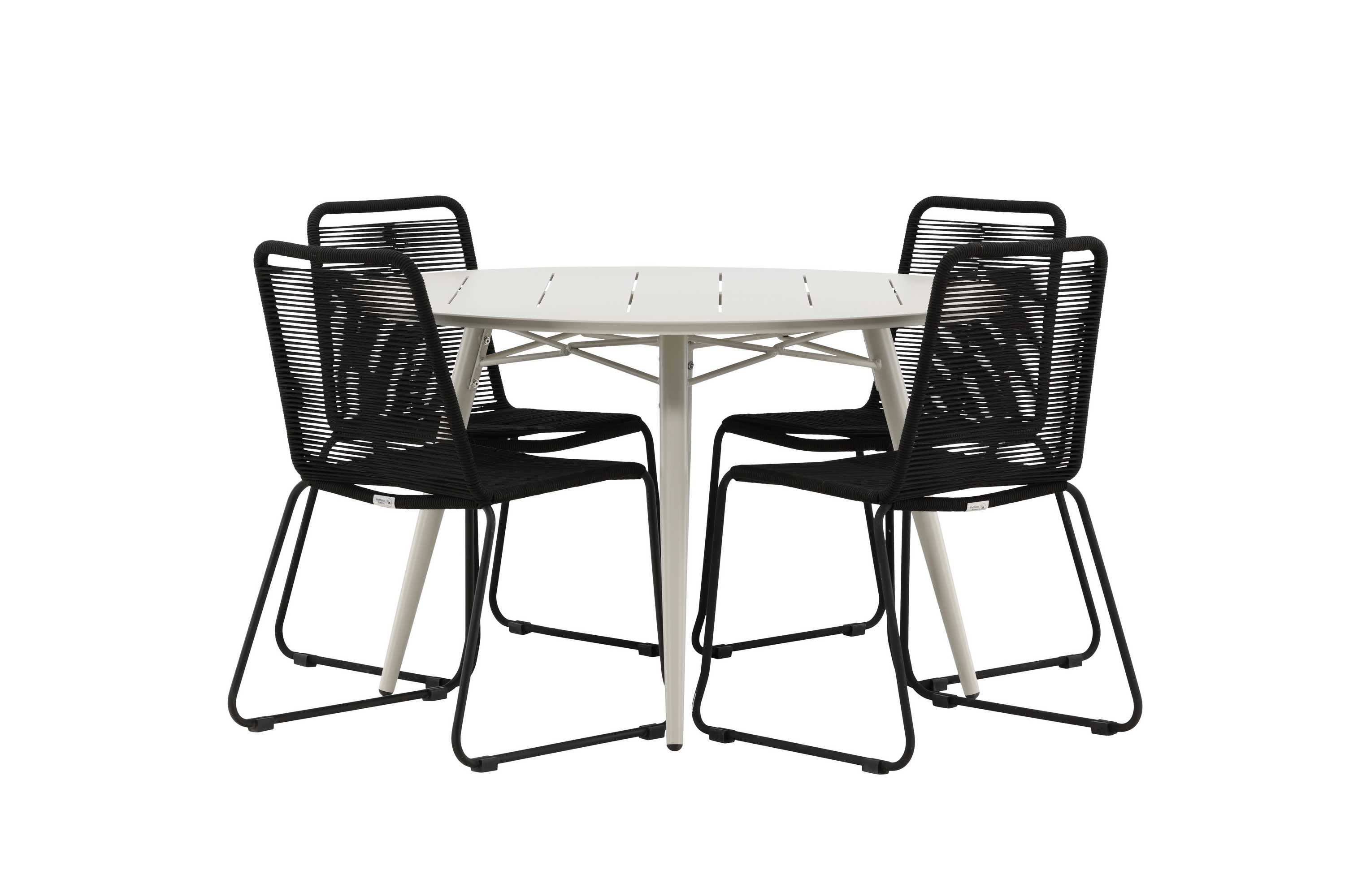 Lina Matgrupp Utomhus Rund 120 cm 4 Lindos Stapelbar Stol Svart