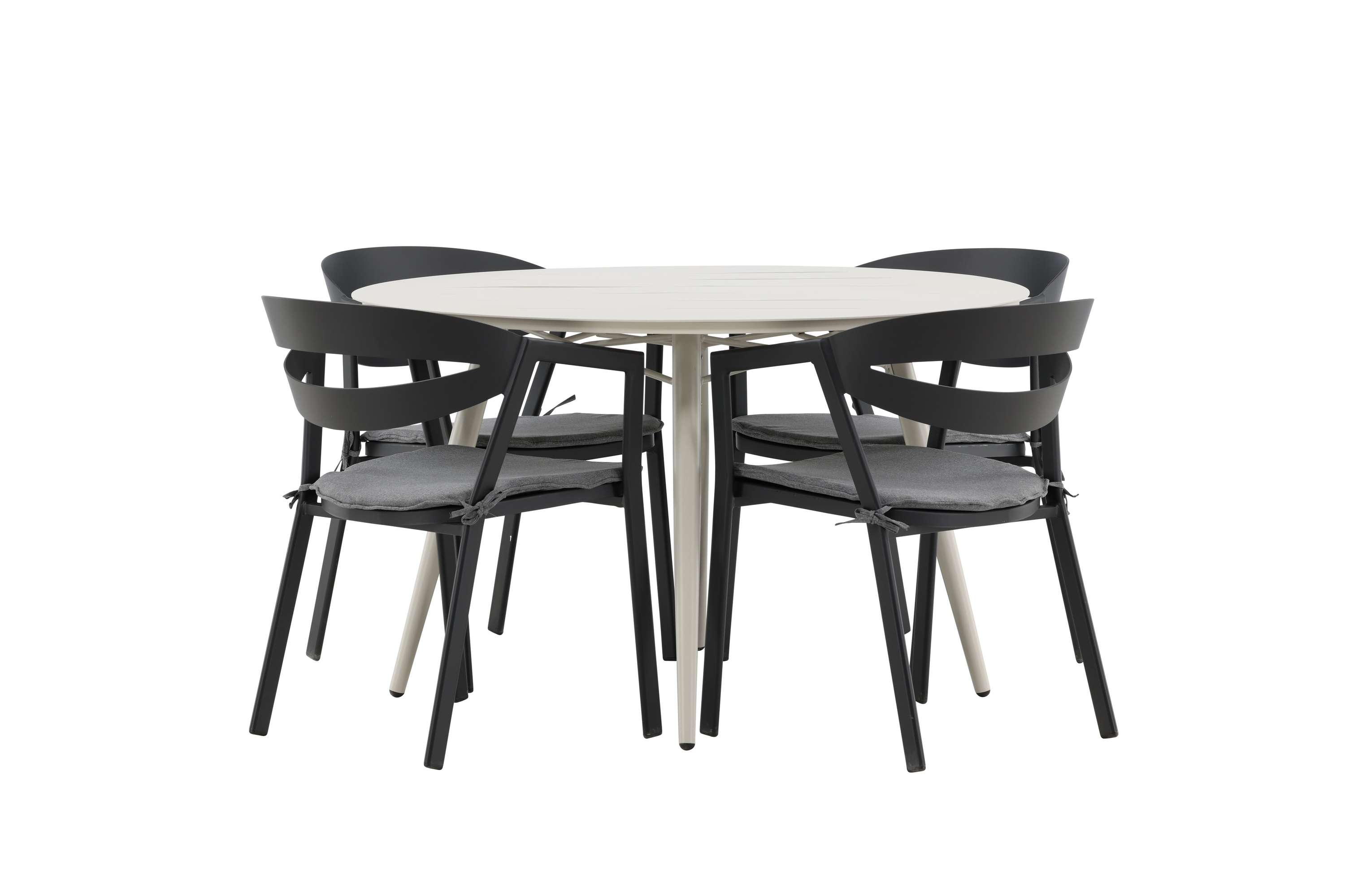 Lina Matgrupp Utomhus Rund 120 cm 4 Slit Matstol Svart