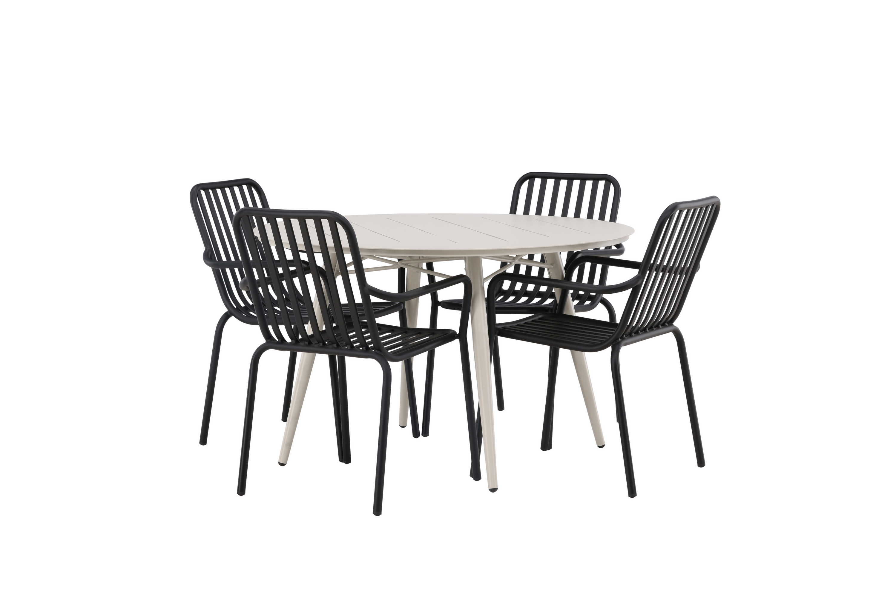 Lina Matgrupp Utomhus Rund 120 cm 4 st Peking Karmstolar Svart/Vit