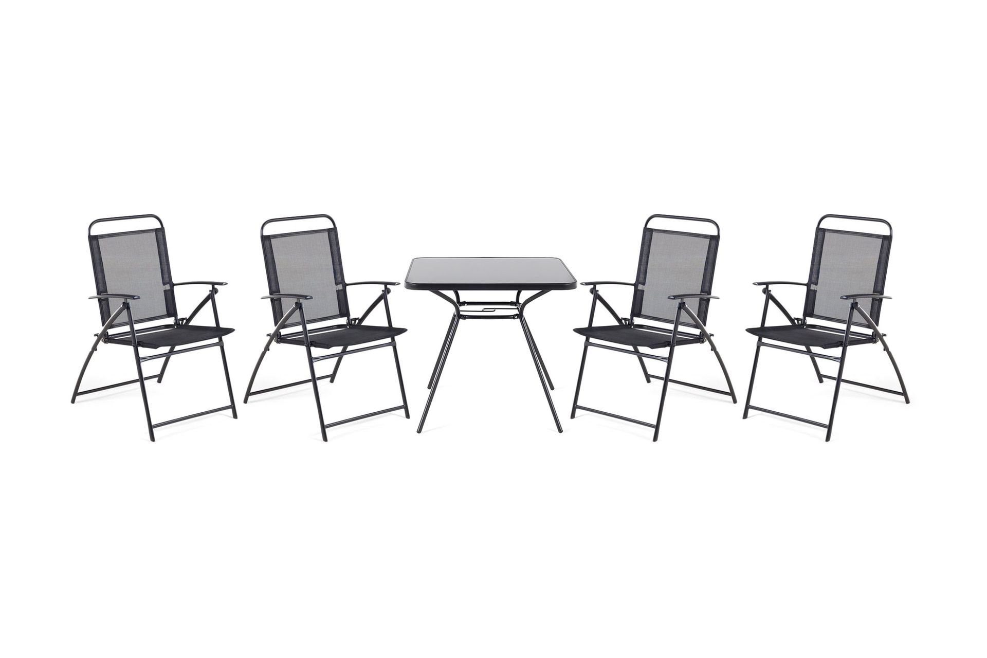 Livo Trädgårdsmöbelset Med Utebord+4 Utestolar - Svart