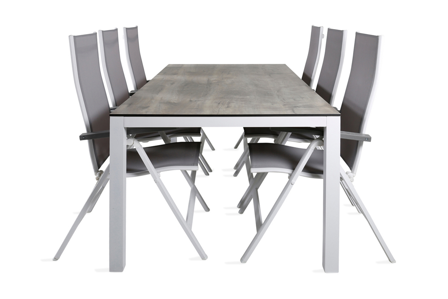 Llama Matgrupp Utomhus 205cm 6 Albany Positionsstolar Svart/Natur