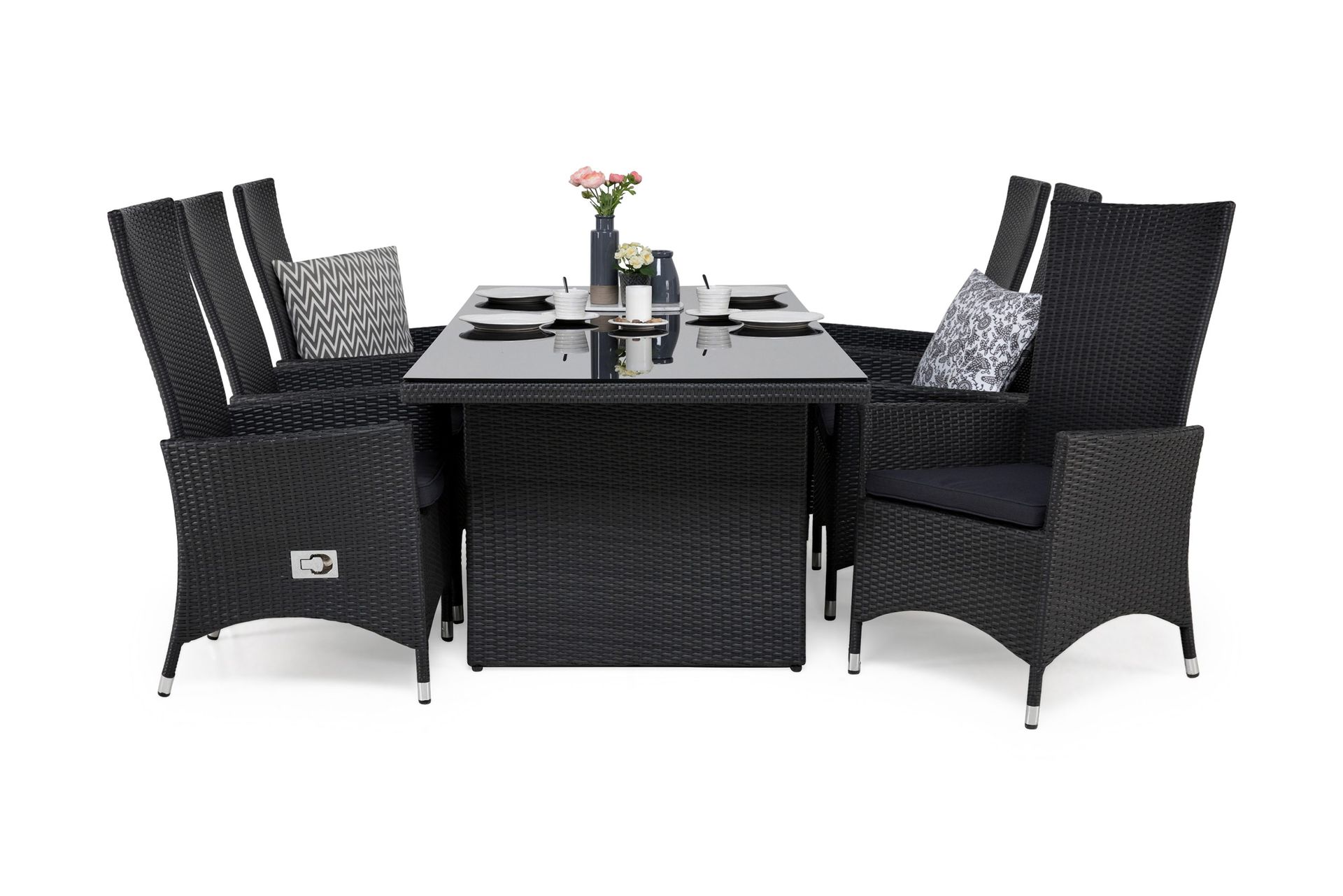 majestic matgrupp 210 + 6 jenny ställbar fåtölj m dyna - svart/svart/grå